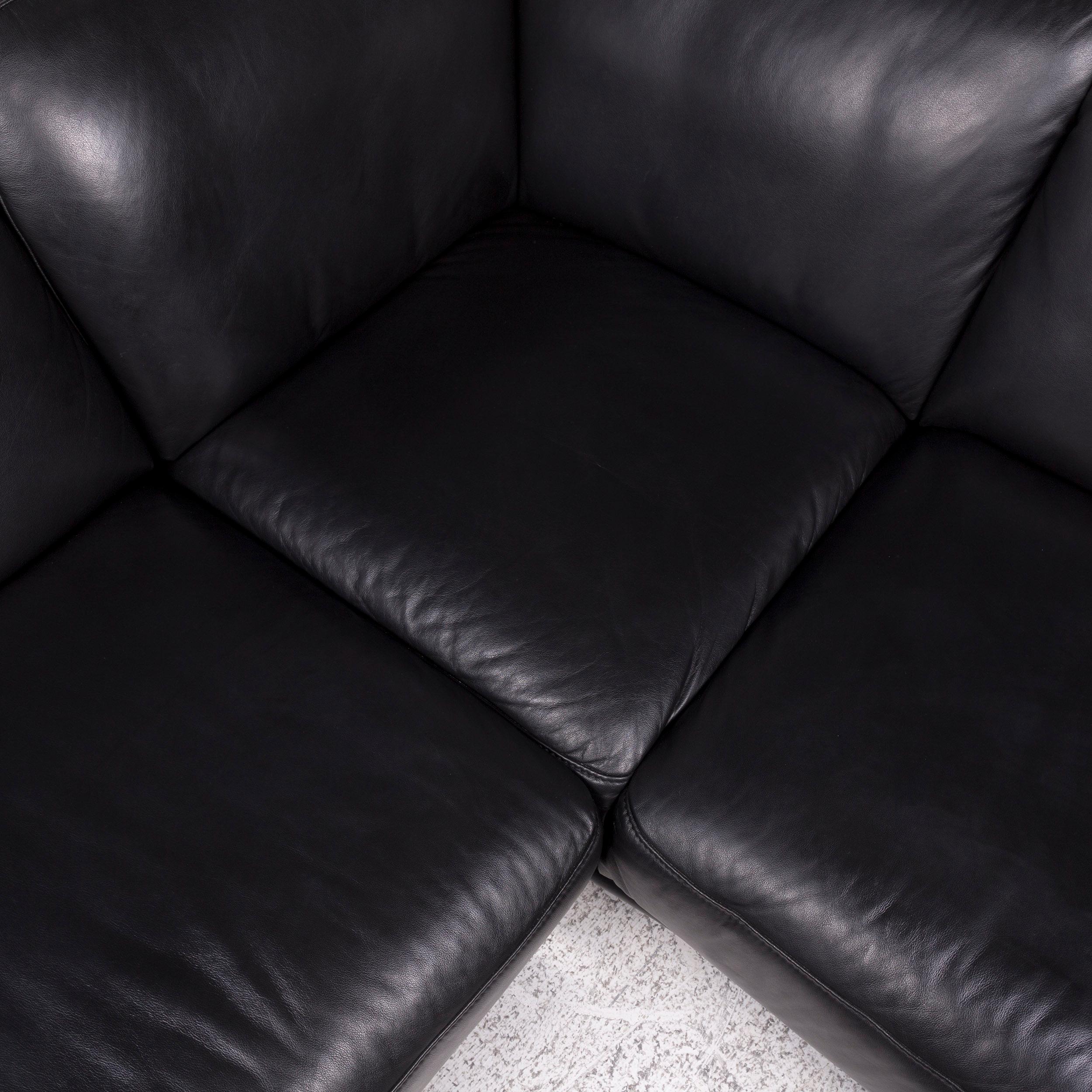 Contemporary Willi Schillig Leather Sofa Black Corner Sofa
