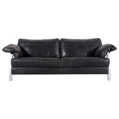 Willi Schillig Leather Sofa Black Two-Seat Couch