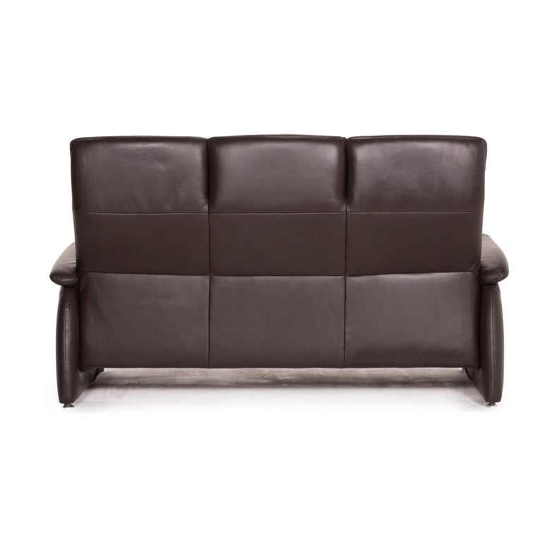 Willi Schillig Leather Sofa Brown Dark Brown Three-Seater Couch For Sale at  1stDibs