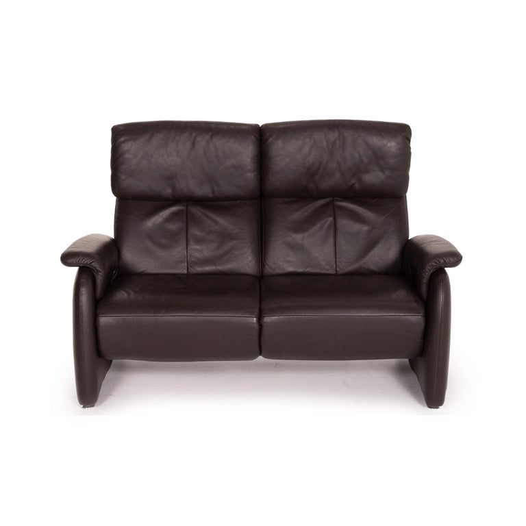 Willi Schillig Leather Sofa Brown Dark Brown Two-Seater Function Relax  Function at 1stDibs
