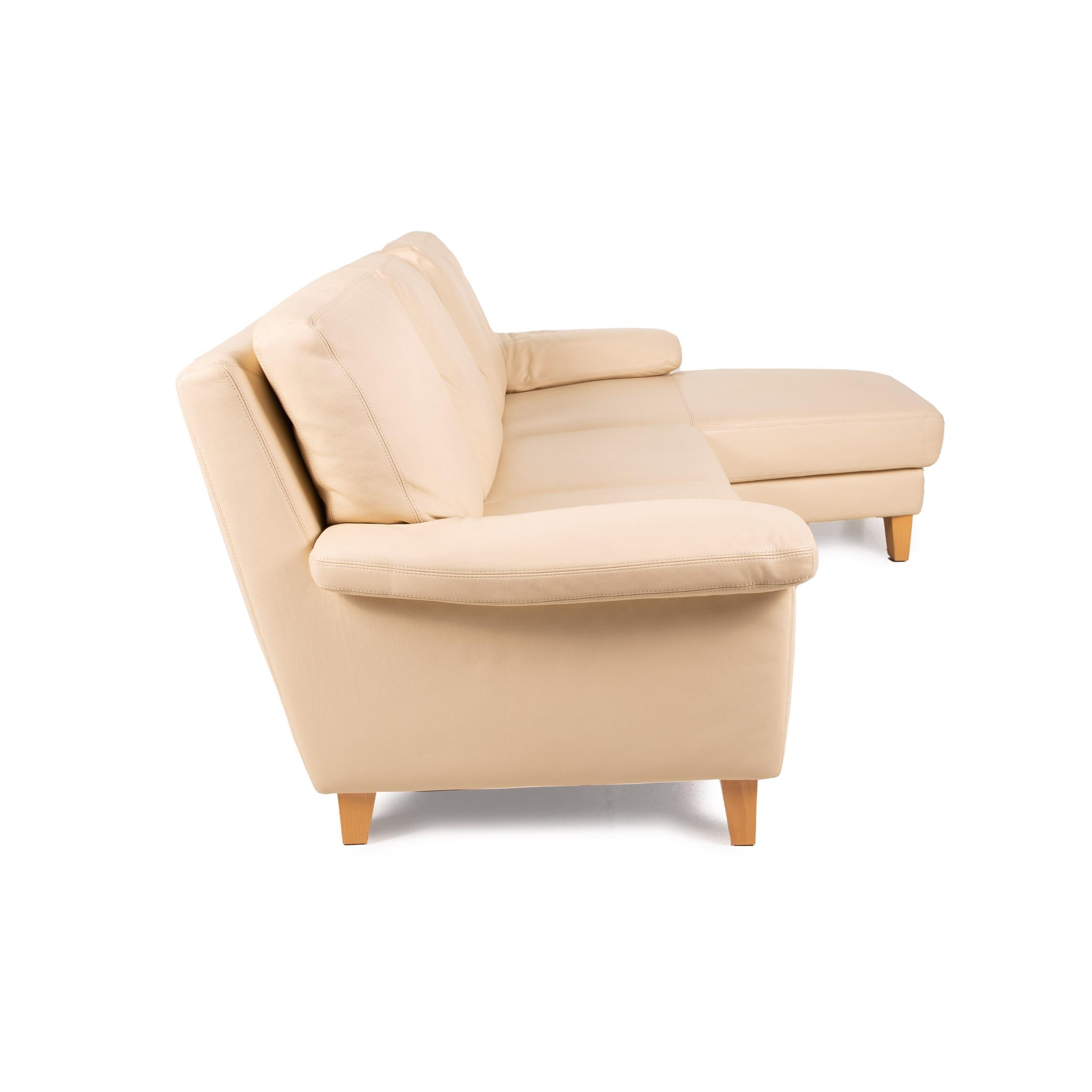 Willi Schillig Leather Sofa Cream Corner Sofa Couch For Sale 2