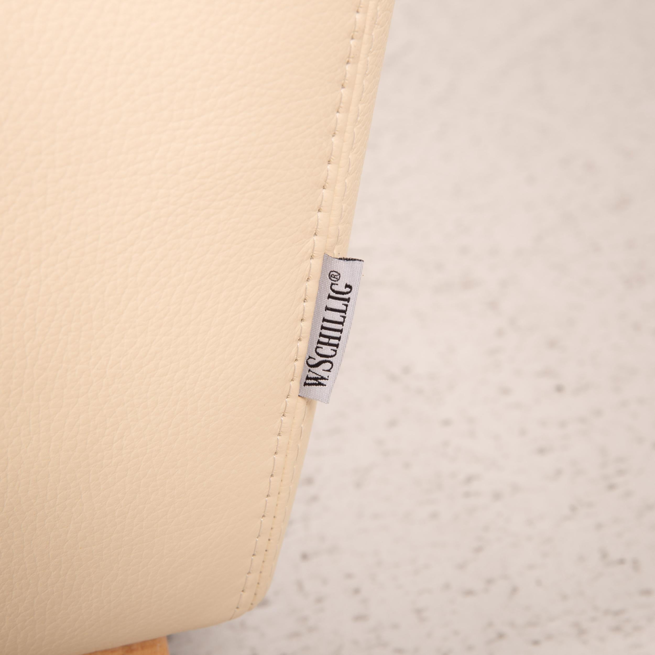 Willi Schillig Leather Sofa Cream Corner Sofa Couch In Good Condition For Sale In Cologne, DE