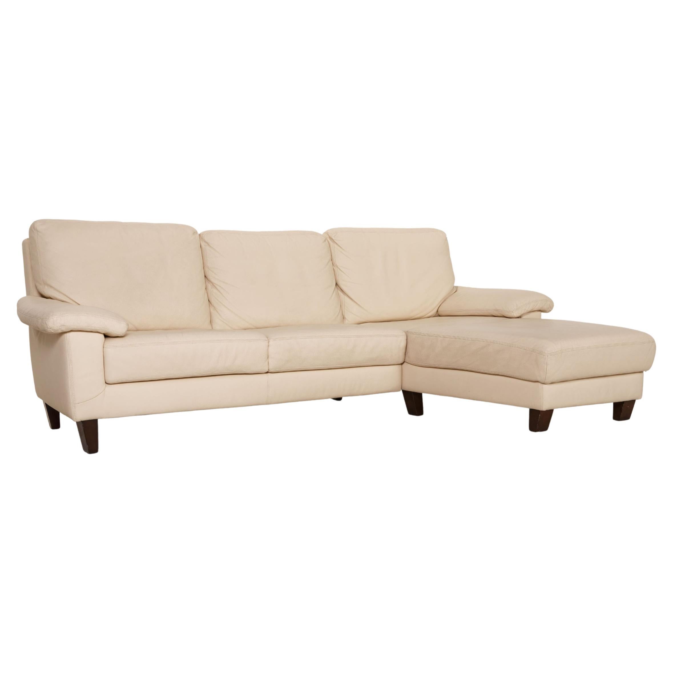 Willi Schillig Leather Sofa Cream Corner Sofa Couch For Sale at 1stDibs
