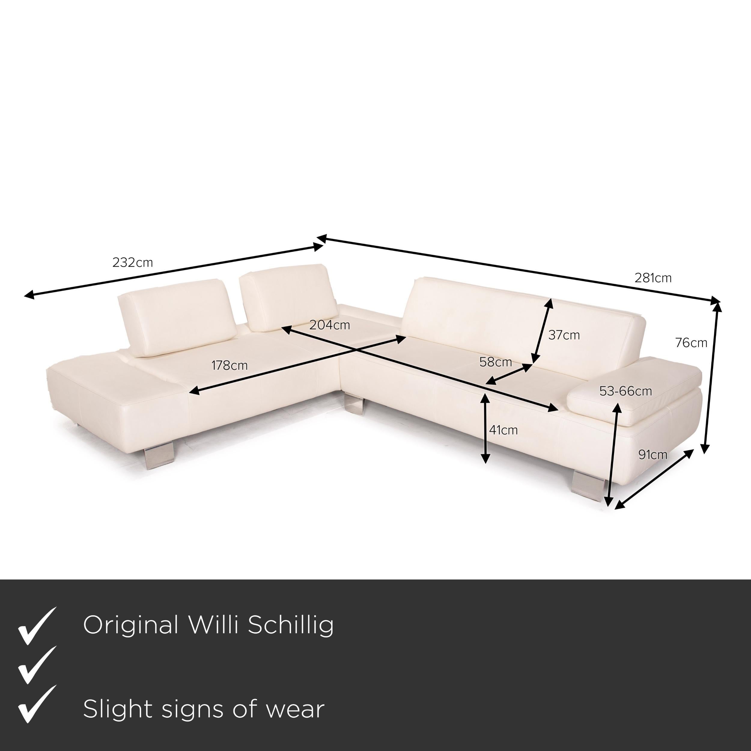 We present to you a Willi Schillig leather sofa cream corner sofa.


 Product measurements in centimeters:
 

Depth: 91
Width: 232
Height: 76
Seat height: 41
Rest height: 53
Seat depth: 58
Seat width: 178
Back height: 37.
 