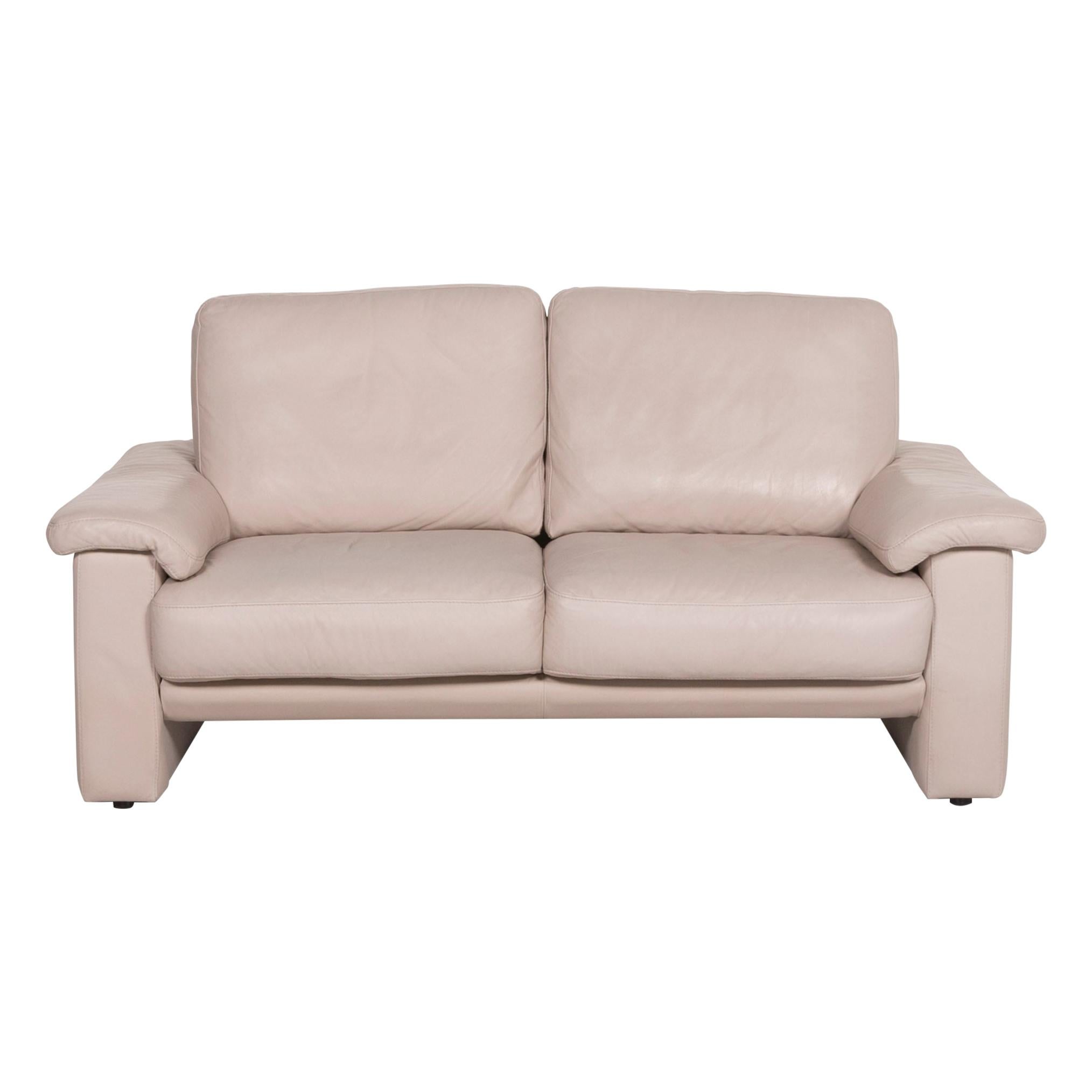 Willi Schillig Leather Sofa Cream Two-Seat Couch