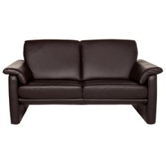 Willi Schillig Leather Sofa Dark Brown Two-Seat Couch