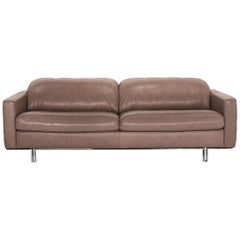 Willi Schillig Leather Sofa Gray Beige Three-Seat Couch