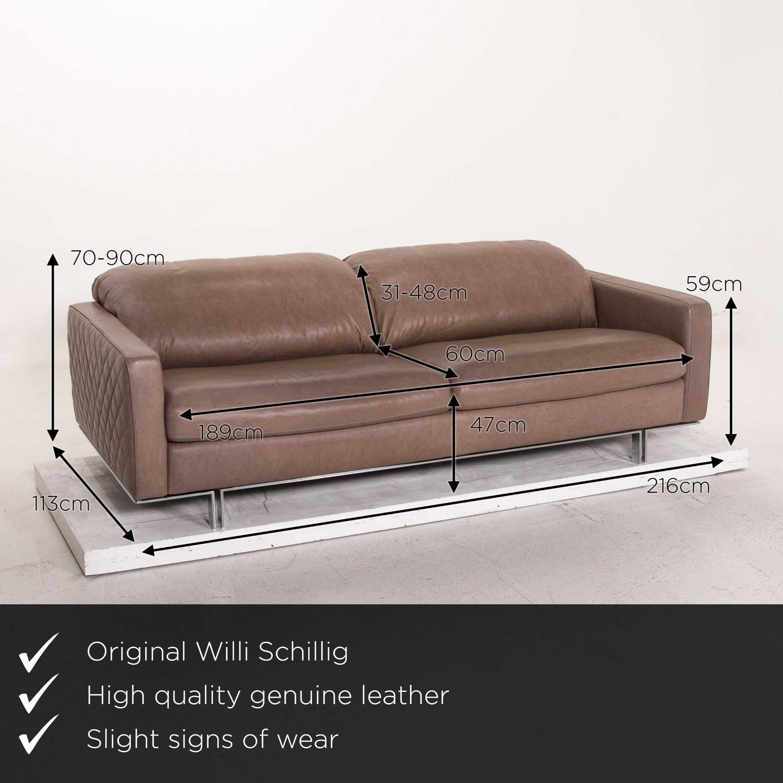 We present to you a Willi Schillig leather sofa gray beige three-seat couch.

Product measurements in centimeters:

Depth 113
Width 216
Height 70
Seat height 47
Rest height 59
Seat depth 60
Seat width 189
Back height 31.
 
 
  