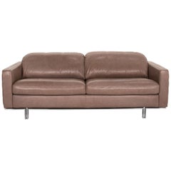 Willi Schillig Leather Sofa Gray Beige Two-Seat Couch