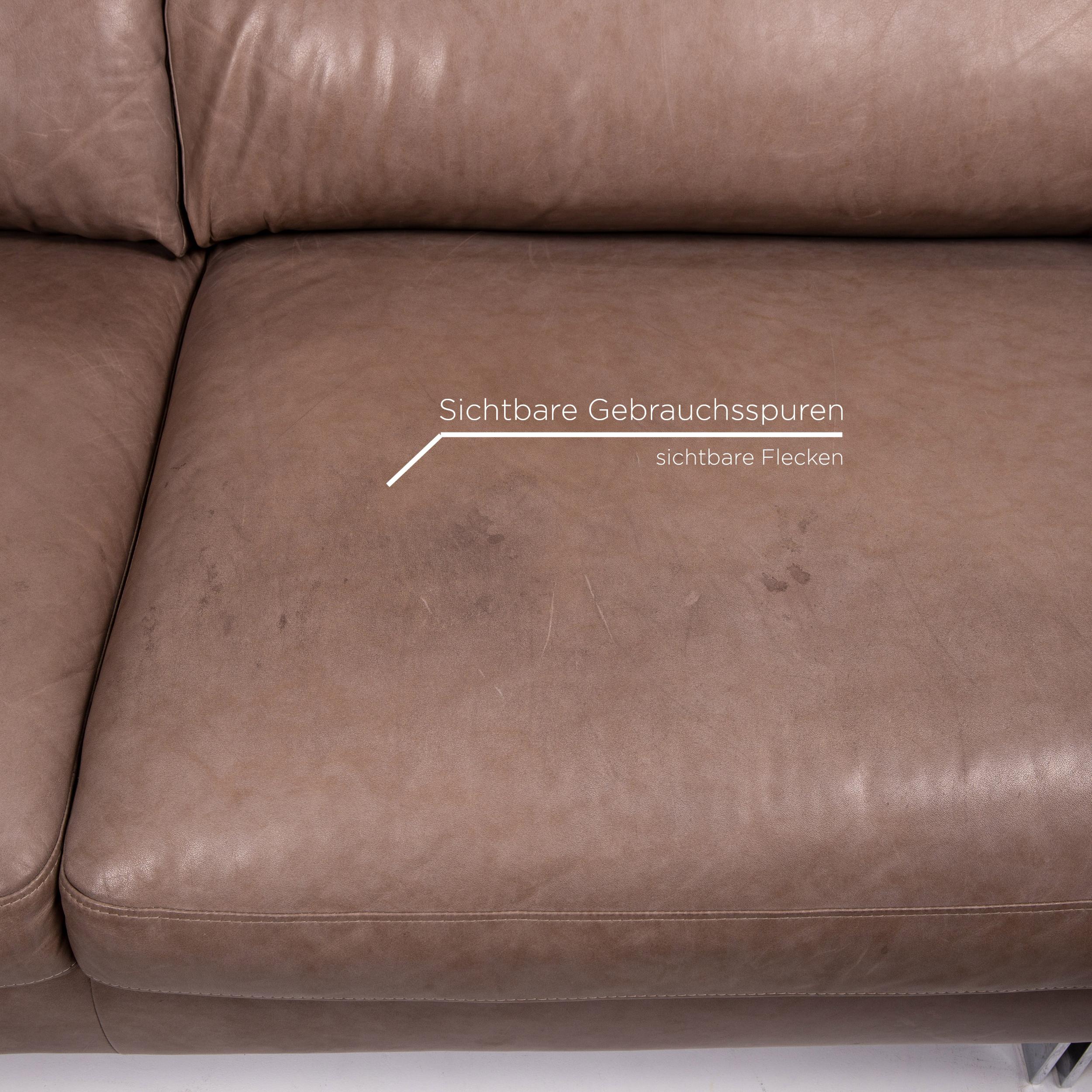Willi Schillig Leather Sofa Gray Beige Two-Seat Couch For Sale at 1stDibs