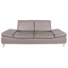 Willi Schillig Leather Sofa Gray Two-Seat Function Couch