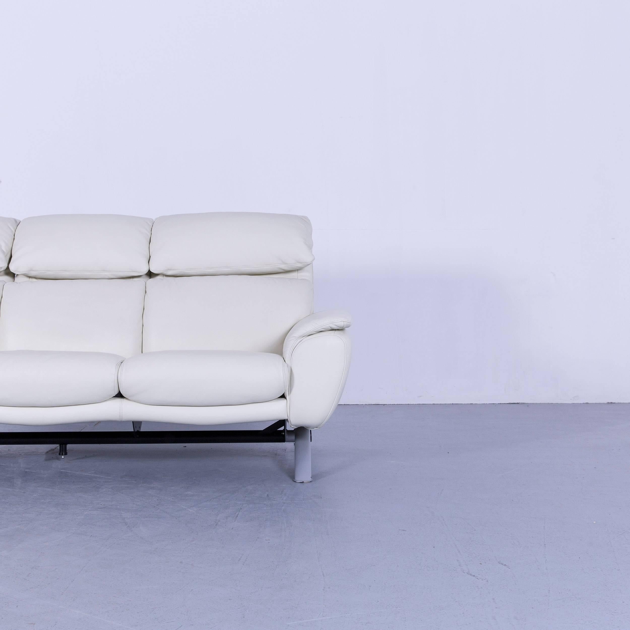 Willi Schillig Leather Sofa Off-White Three-Seat For Sale 1