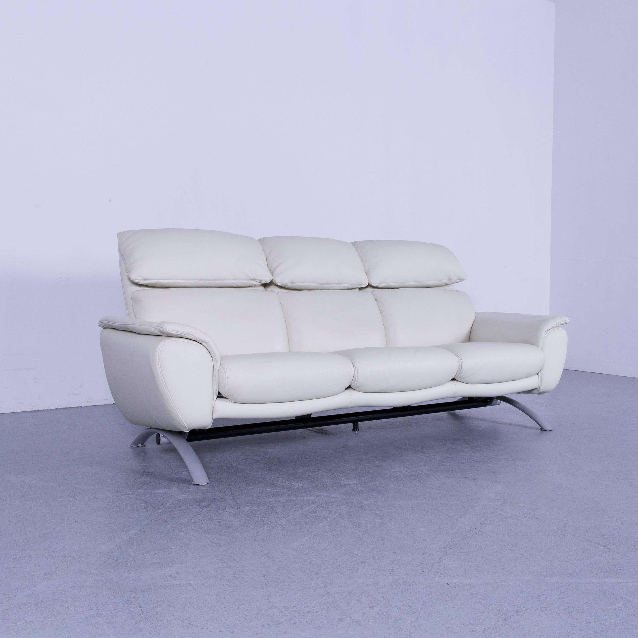 Willi Schillig Leather Sofa Off-White Three-Seat For Sale 2