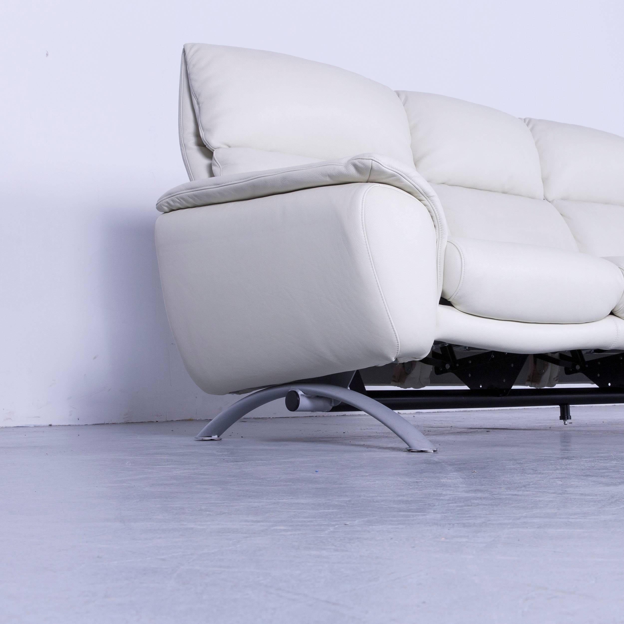 Willi Schillig Leather Sofa Off-White Three-Seat For Sale 4