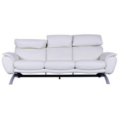 Willi Schillig Leather Sofa Off-White Three-Seat