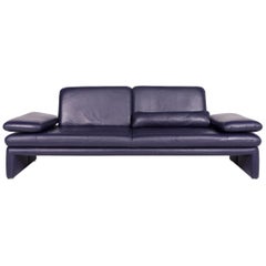 Willi Schillig Leather Sofa Purple Three-Seat Couch