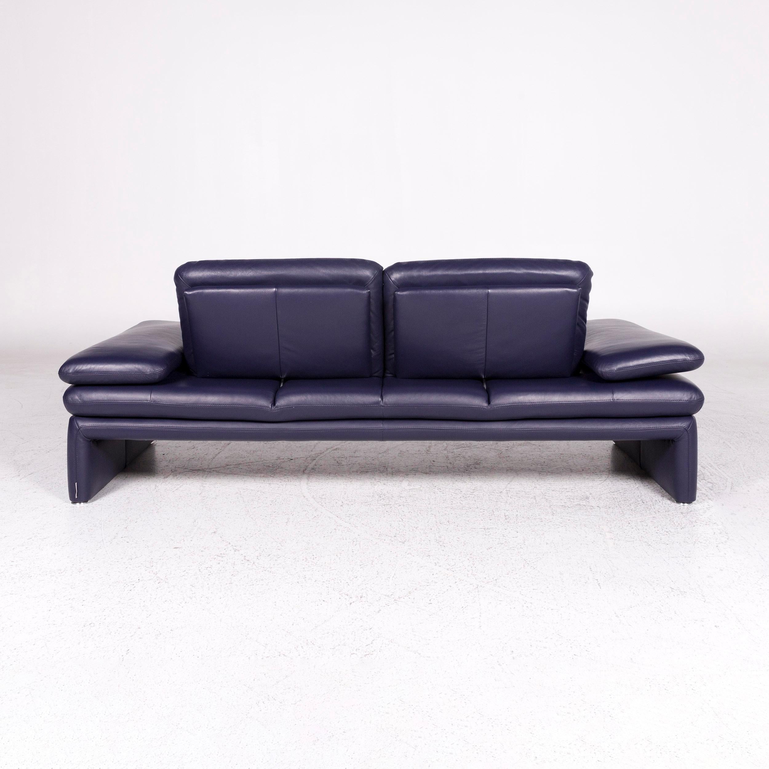 Willi Schillig Leather Sofa Purple Two-Seat Couch For Sale 4