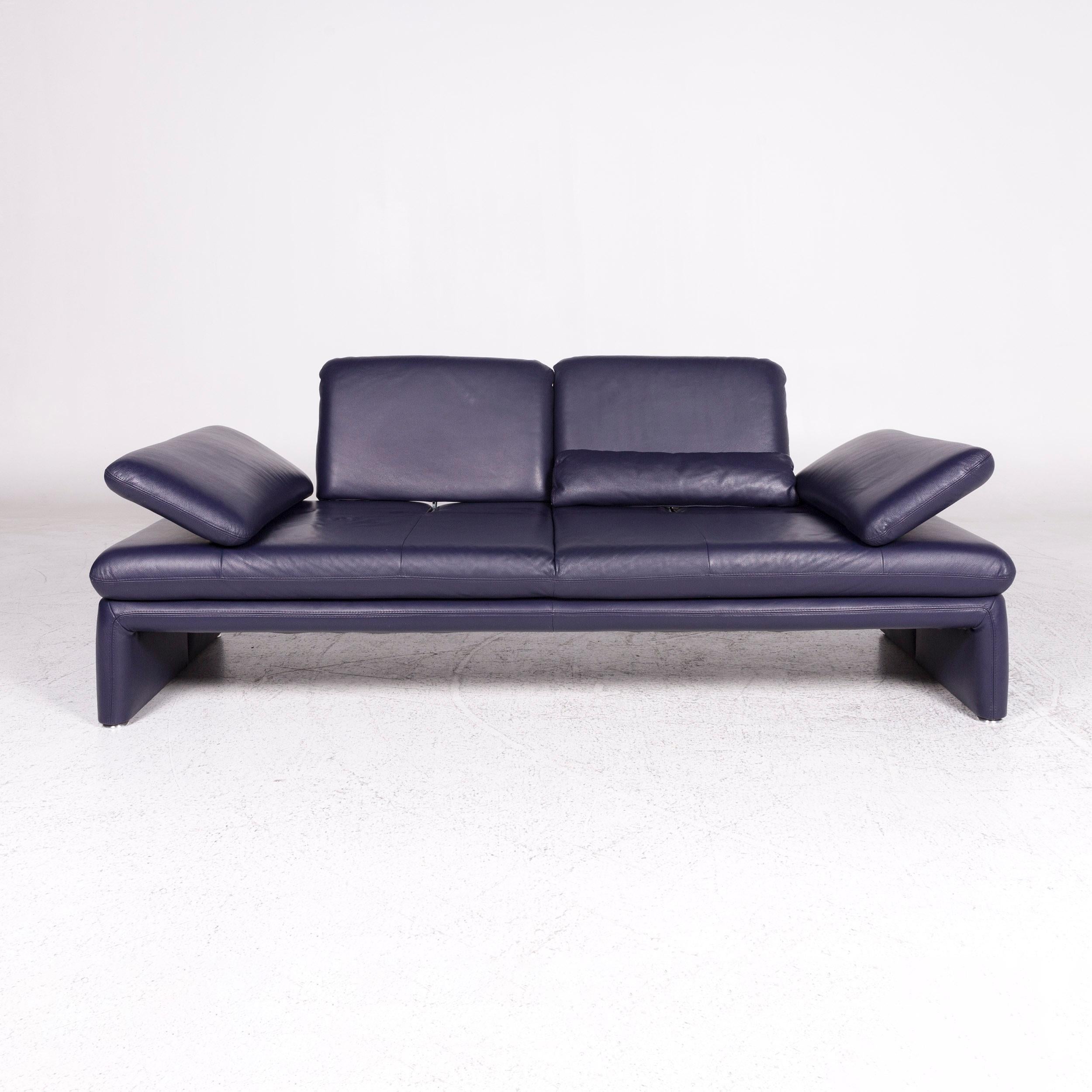 Modern Willi Schillig Leather Sofa Purple Two-Seat Couch For Sale