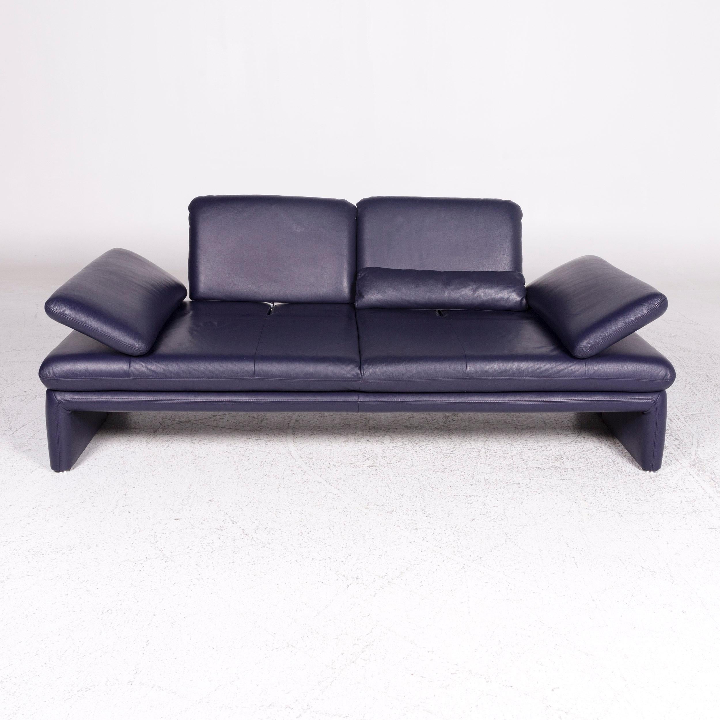 German Willi Schillig Leather Sofa Purple Two-Seat Couch For Sale