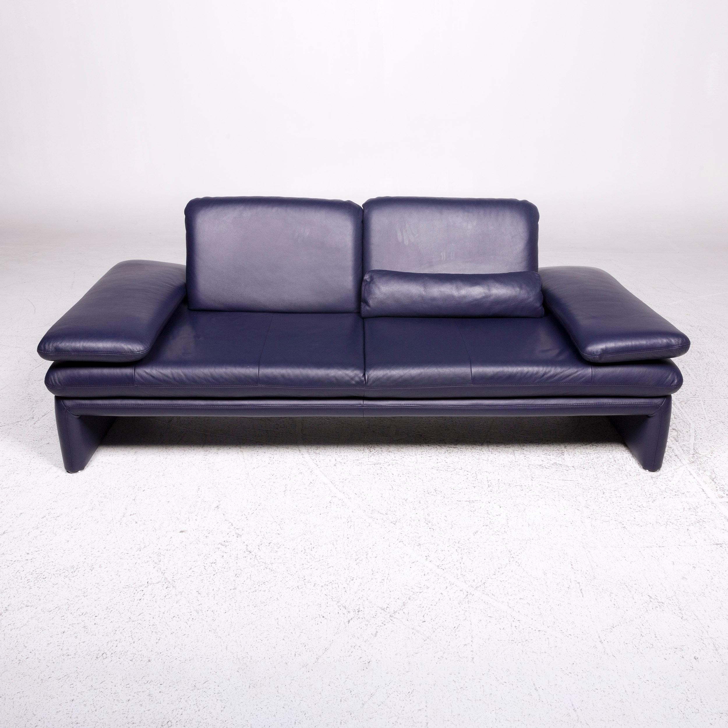 Willi Schillig Leather Sofa Purple Two-Seat Couch For Sale 1