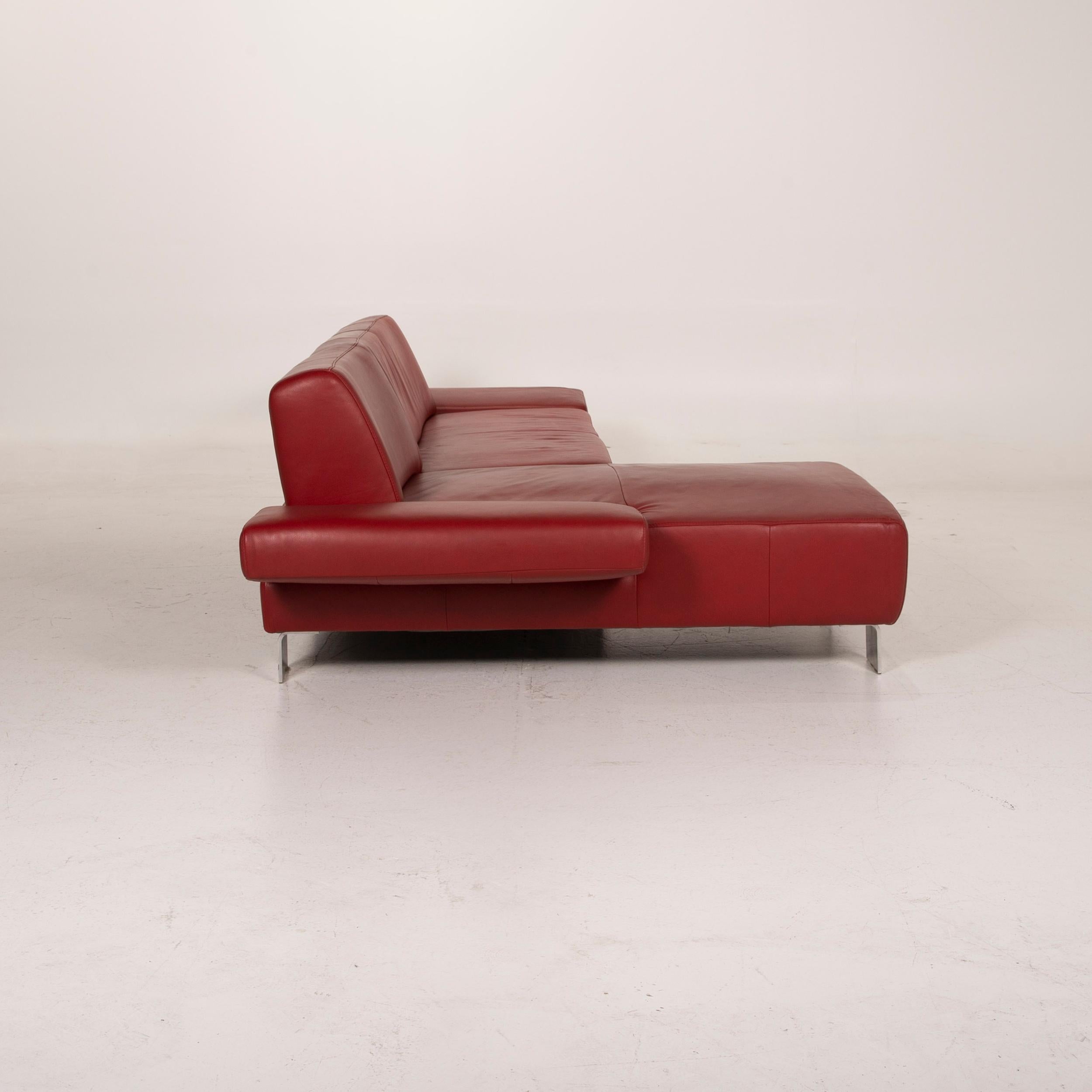 Willi Schillig Leather Sofa Red Corner Sofa For Sale 2