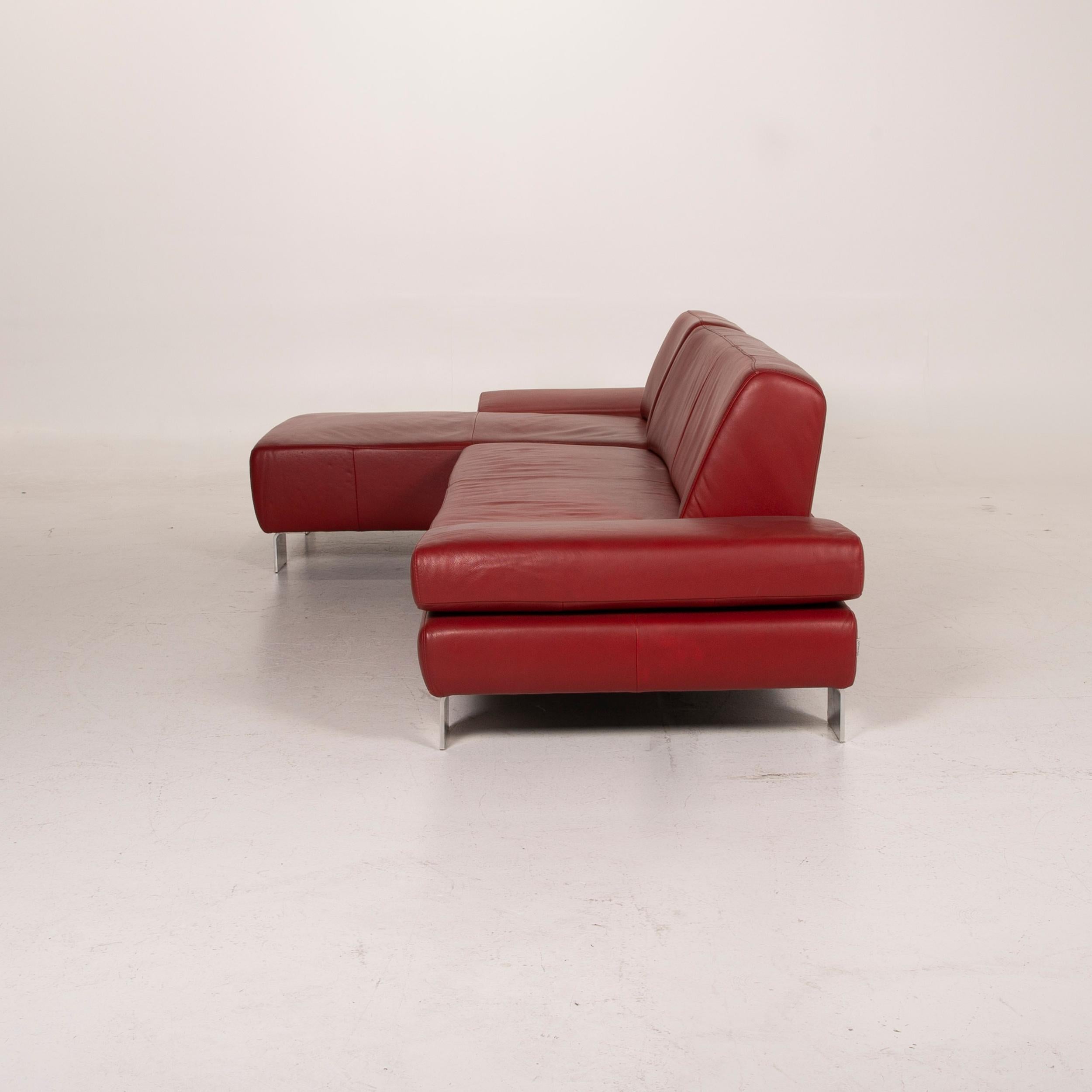 Willi Schillig Leather Sofa Red Corner Sofa For Sale 4