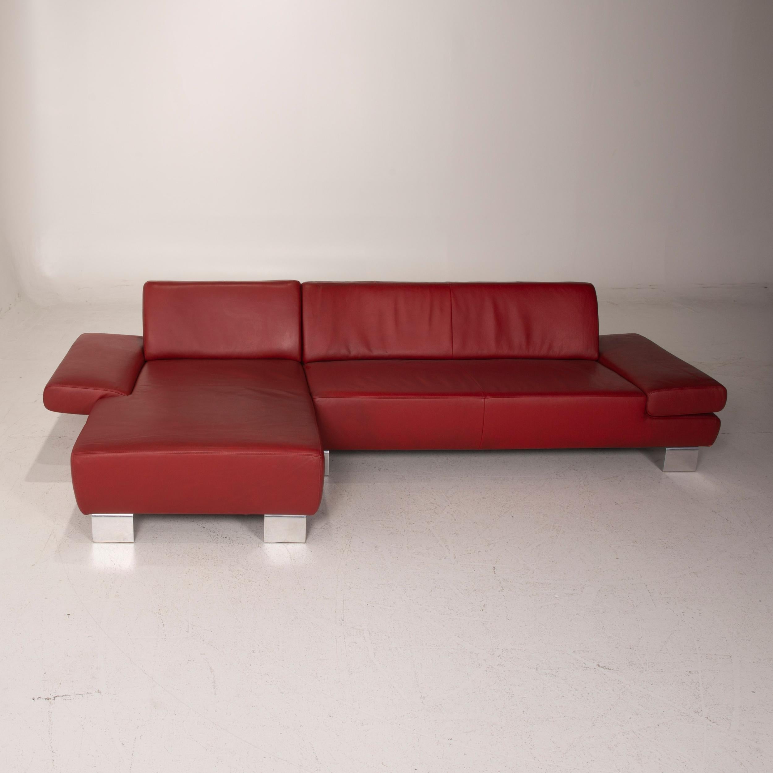 Contemporary Willi Schillig Leather Sofa Red Corner Sofa For Sale