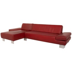 Willi Schillig Leather Sofa Red Corner Sofa