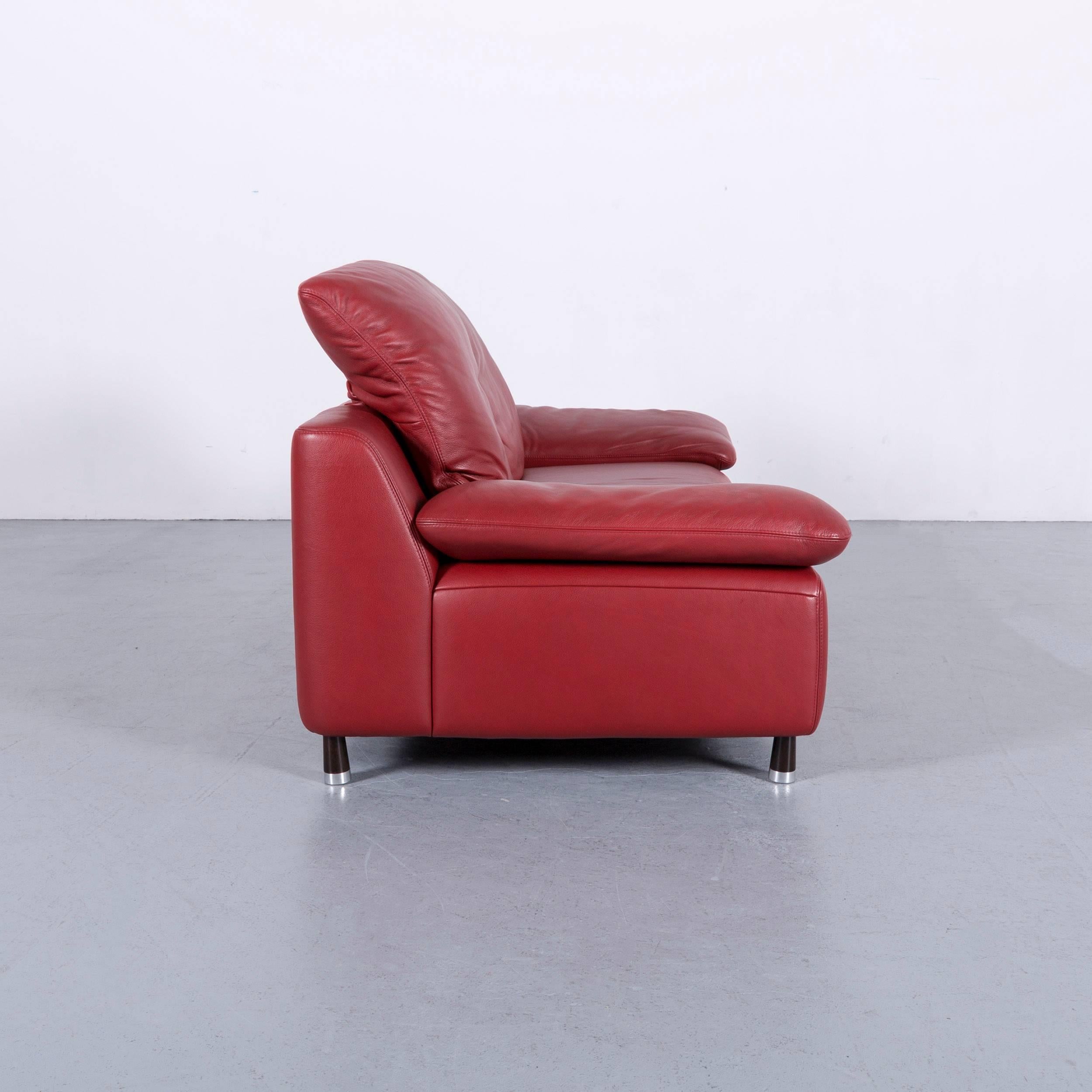 Willi Schillig Leather Sofa Red Two-Seat Couch 5