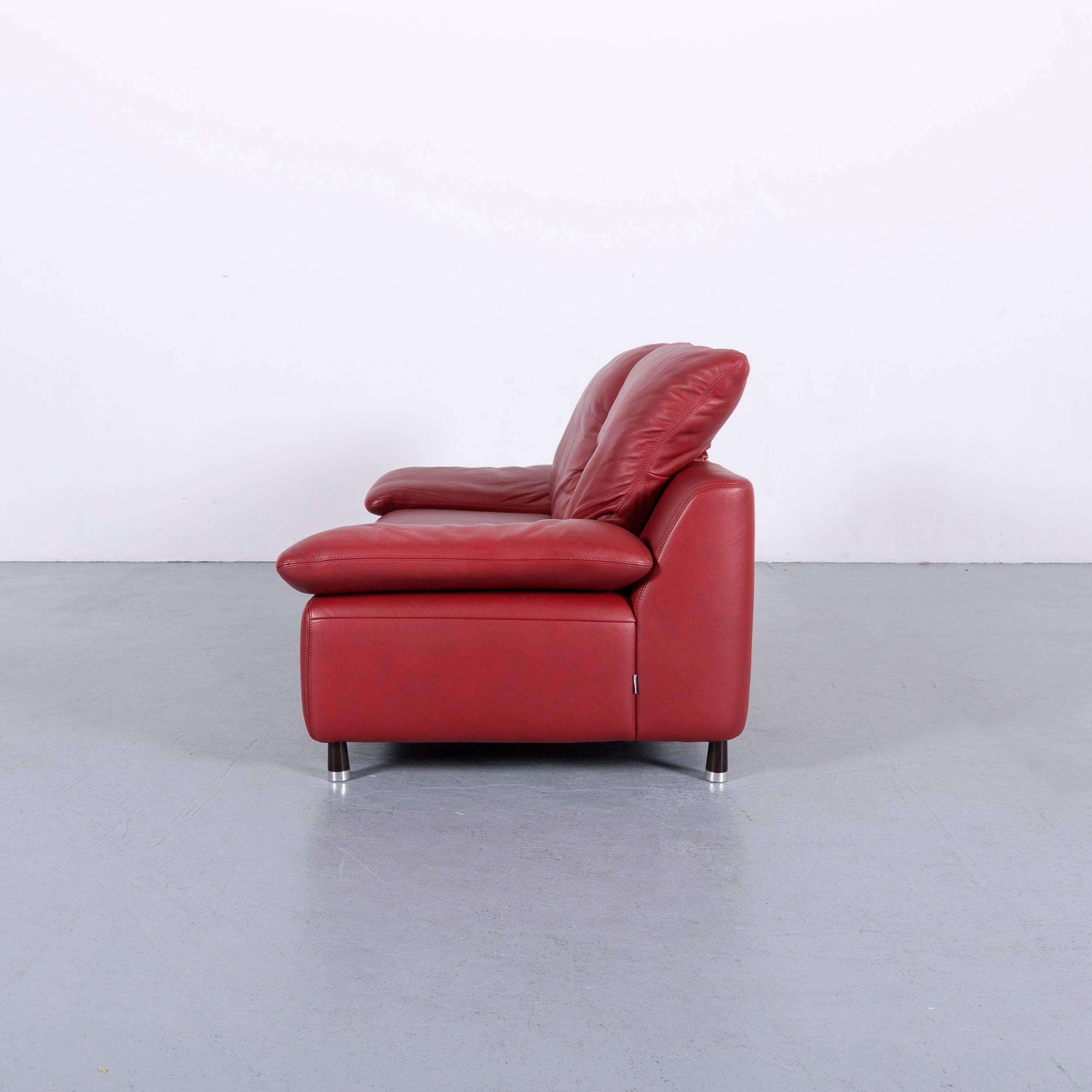 Willi Schillig Leather Sofa Red Two-Seat Couch 7