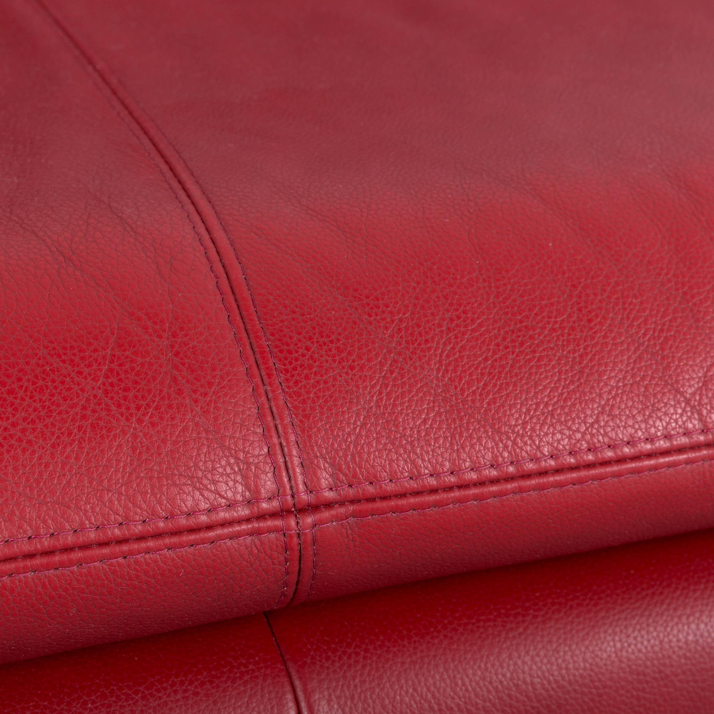 Willi Schillig Leather Sofa Red Two-Seat Couch 3