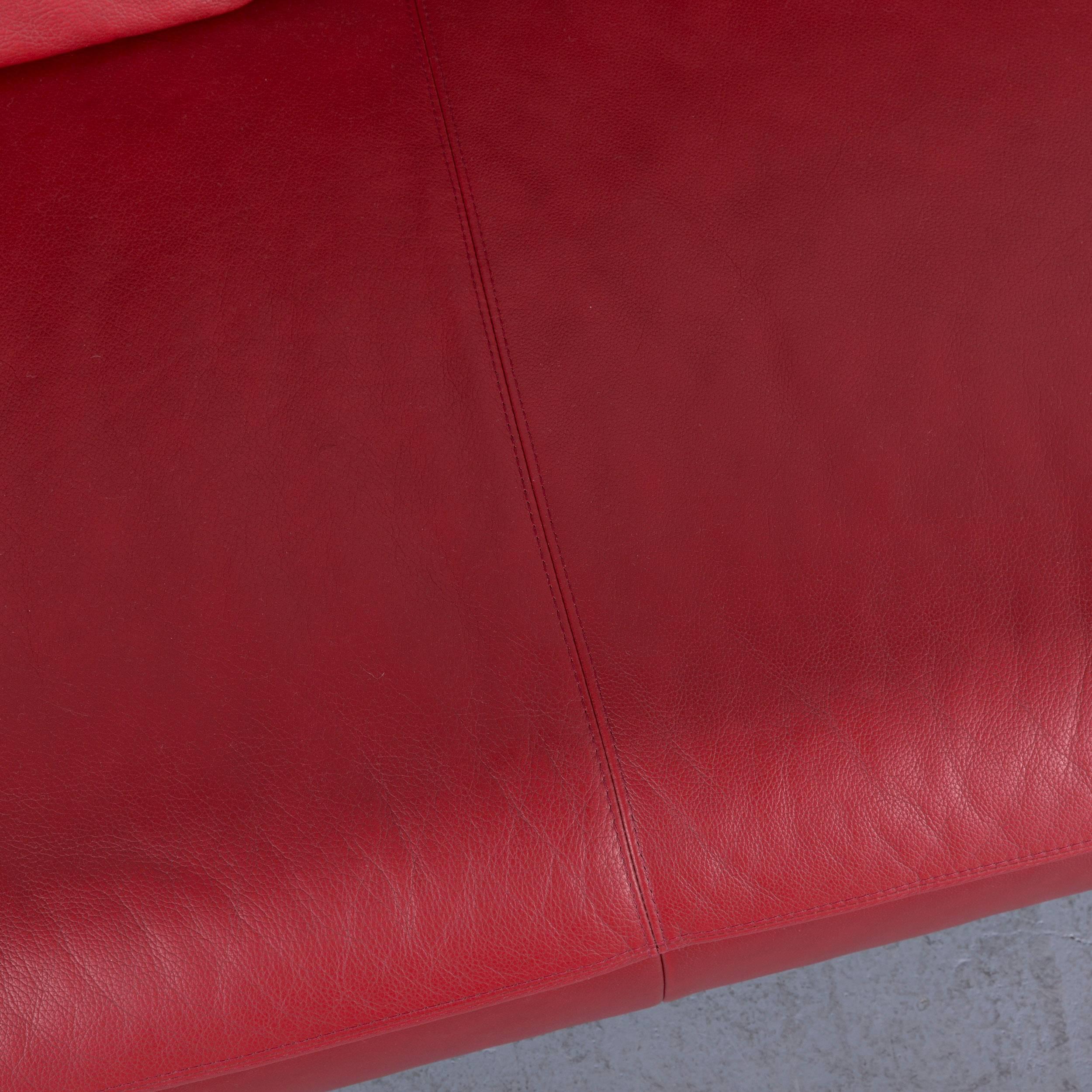 Willi Schillig Leather Sofa Red Two-Seat Couch 4
