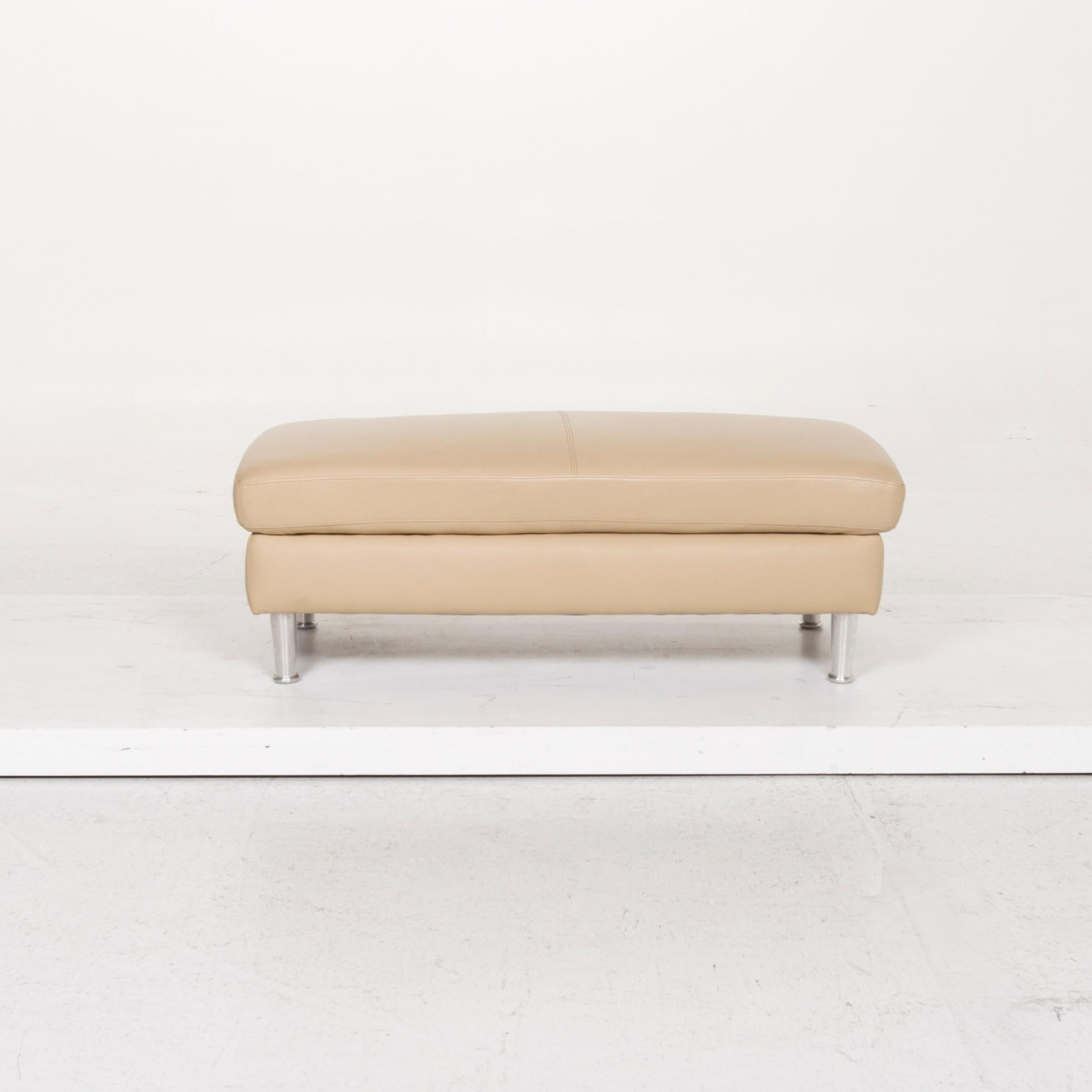 Willi Schillig Leather Sofa Set Beige Corner Sofa Stool For Sale 6
