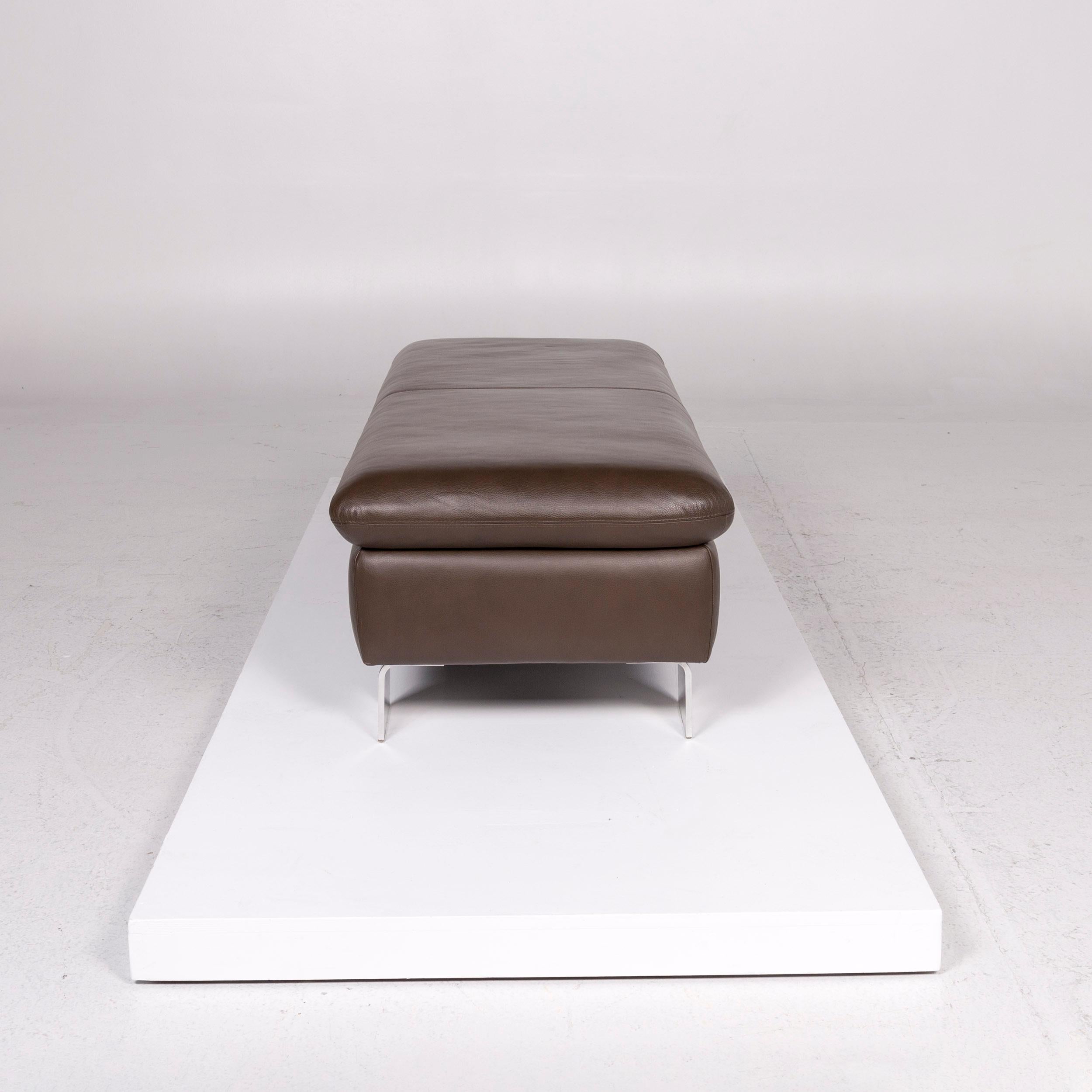 Willi Schillig Leather Sofa Set Brown Dark Brown 1 Three-Seat 1 Stool 9