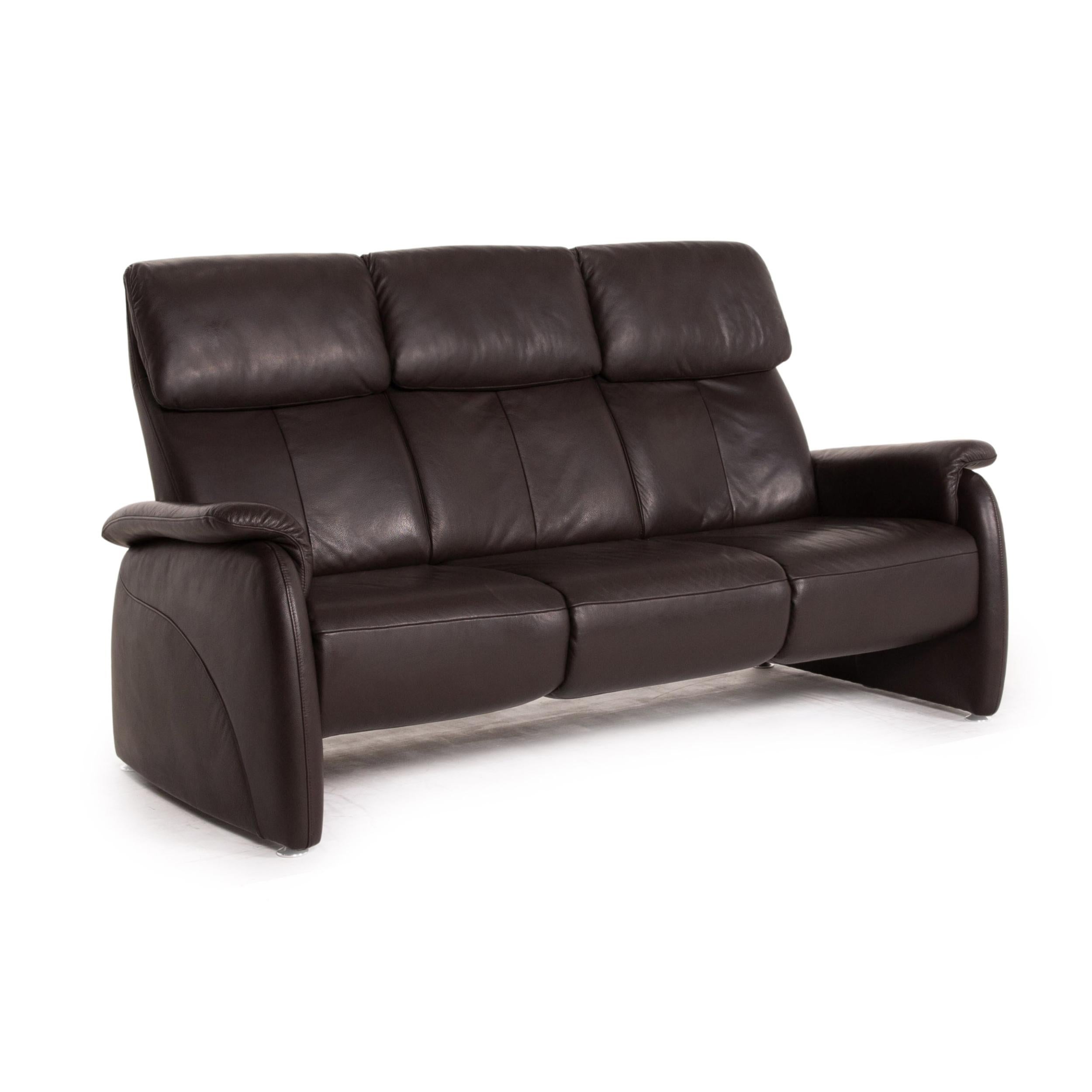 Willi Schillig Leather Sofa Set Brown Dark Brown 1x Three-Seater 1x Two-Seater 4