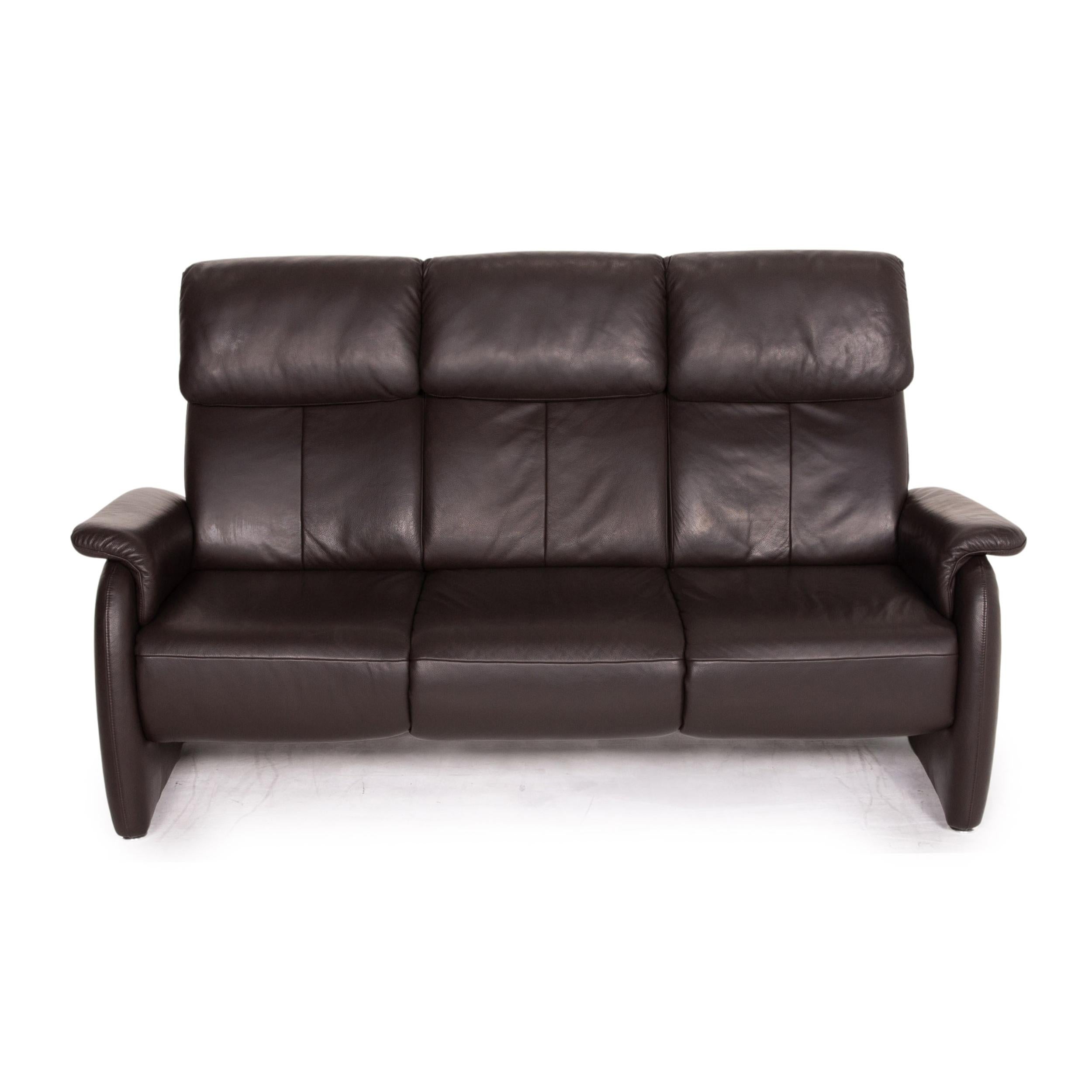 Willi Schillig Leather Sofa Set Brown Dark Brown 1x Three-Seater 1x Two-Seater 5