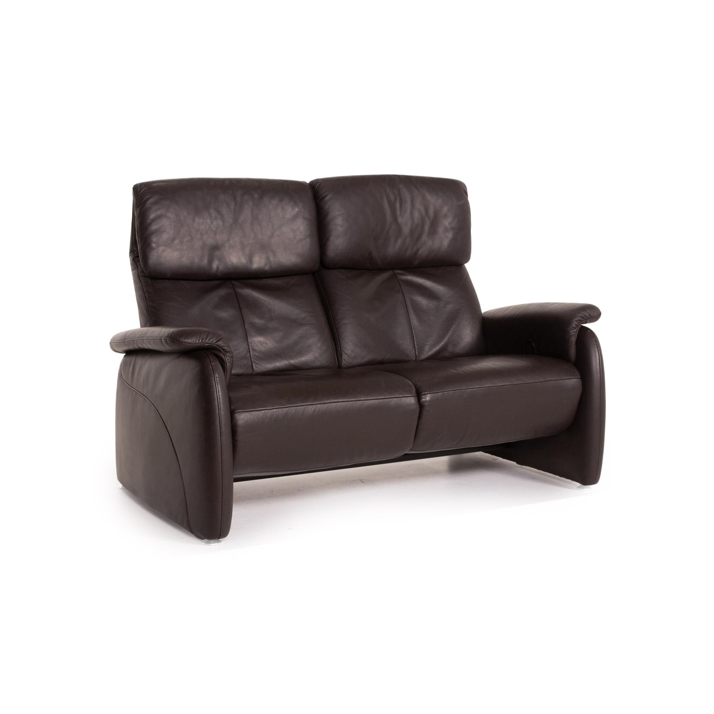 Willi Schillig Leather Sofa Set Brown Dark Brown 1x Three-Seater 1x Two-Seater 8