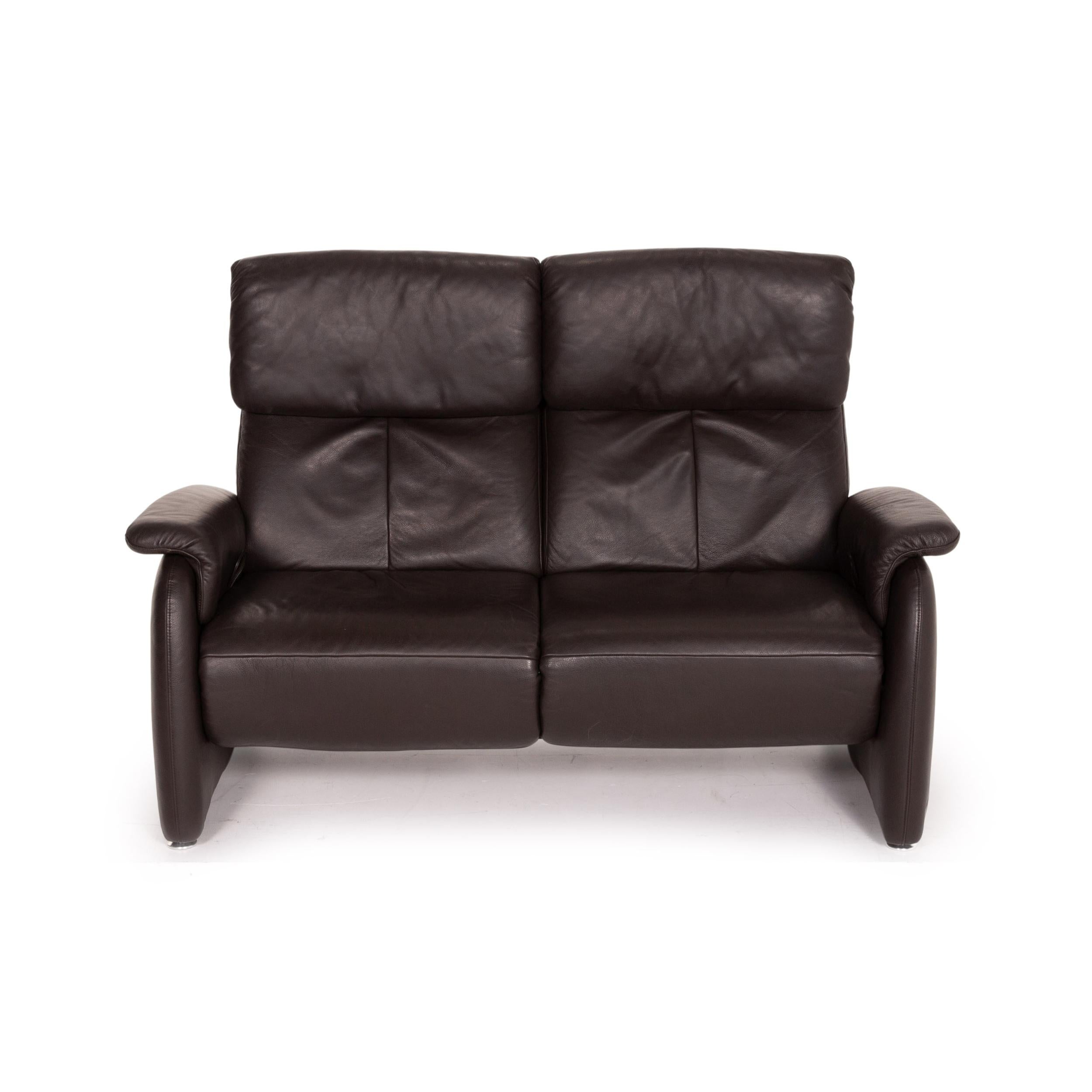 Willi Schillig Leather Sofa Set Brown Dark Brown 1x Three-Seater 1x Two-Seater 10