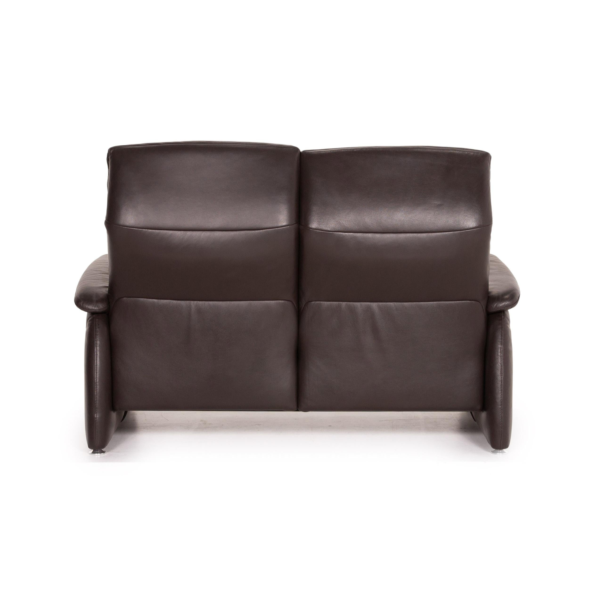 Willi Schillig Leather Sofa Set Brown Dark Brown 1x Three-Seater 1x Two-Seater 13