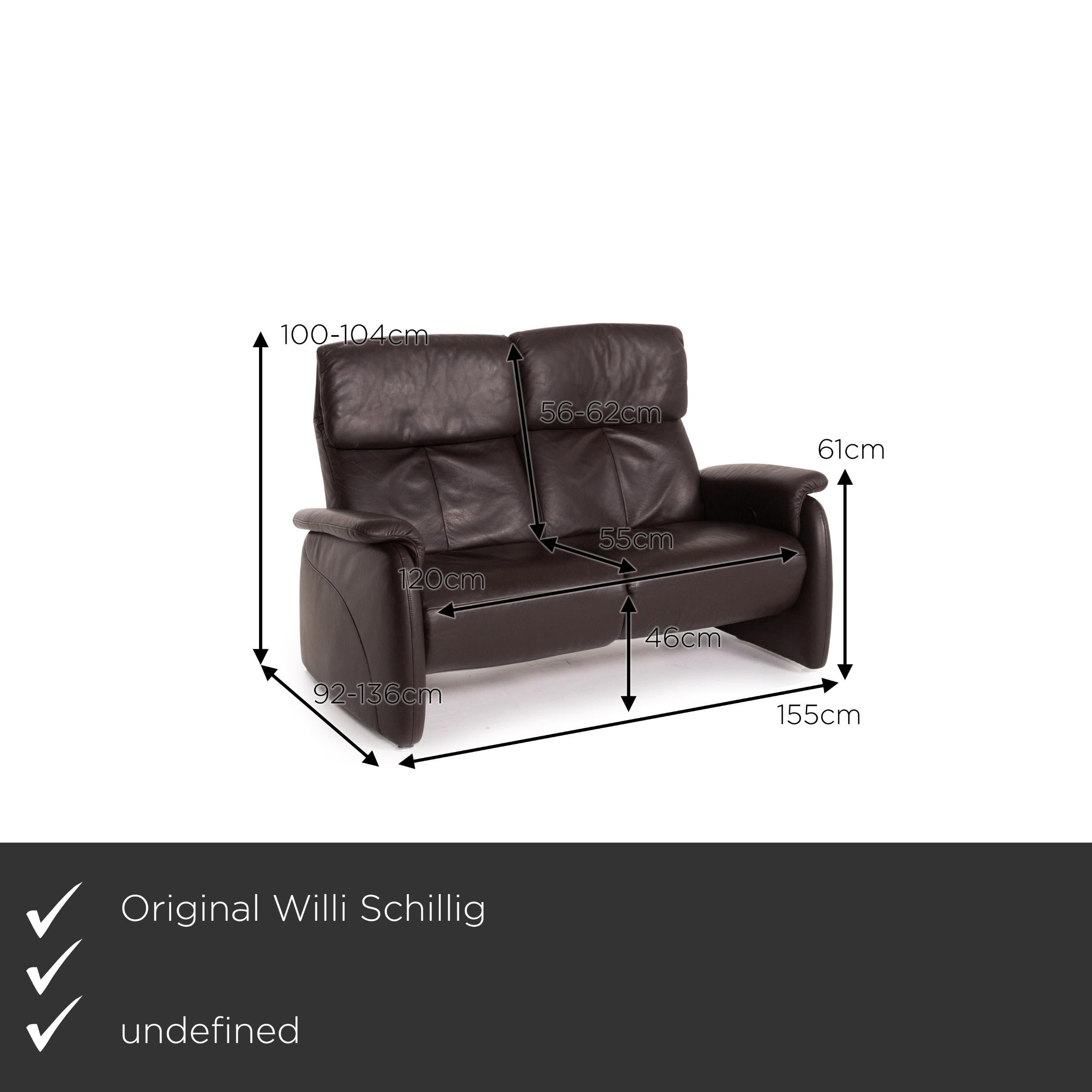 Modern Willi Schillig Leather Sofa Set Brown Dark Brown 1x Three-Seater 1x Two-Seater