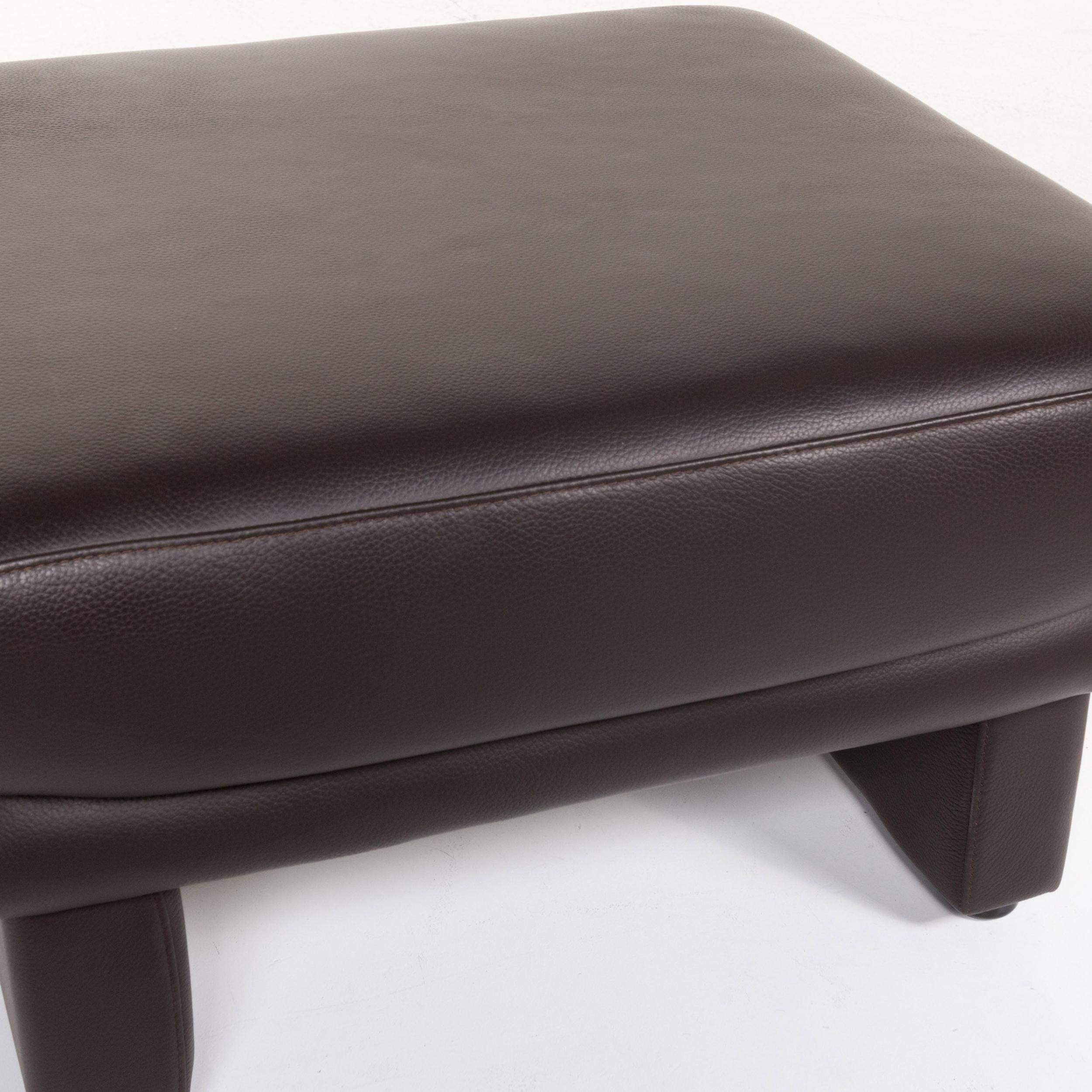 German Willi Schillig Leather Sofa Set Brown Dark Brown Couch