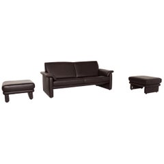 Willi Schillig Leather Sofa Set Brown Dark Brown Couch