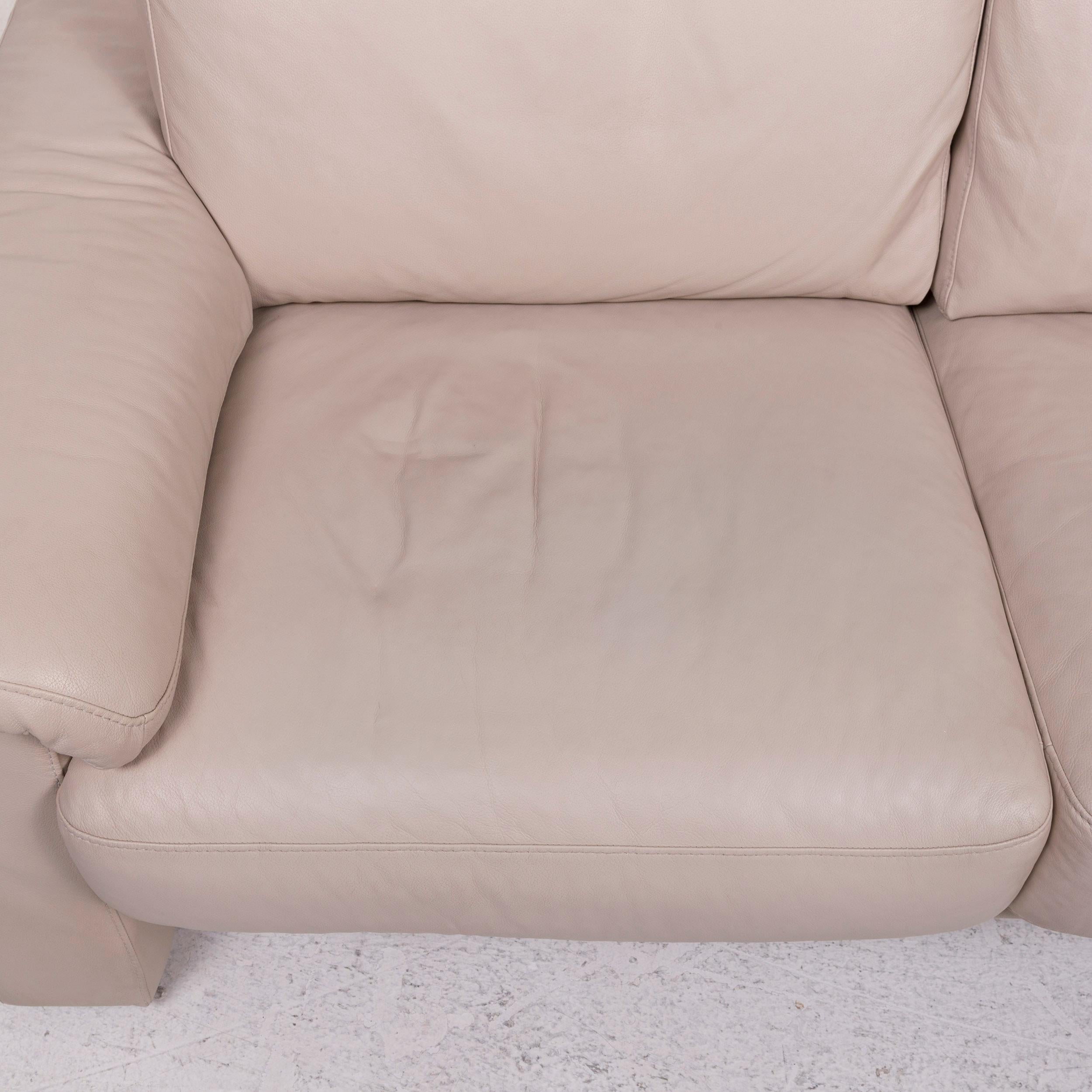 Modern Willi Schillig Leather Sofa Set Cream 3 Two-Seat