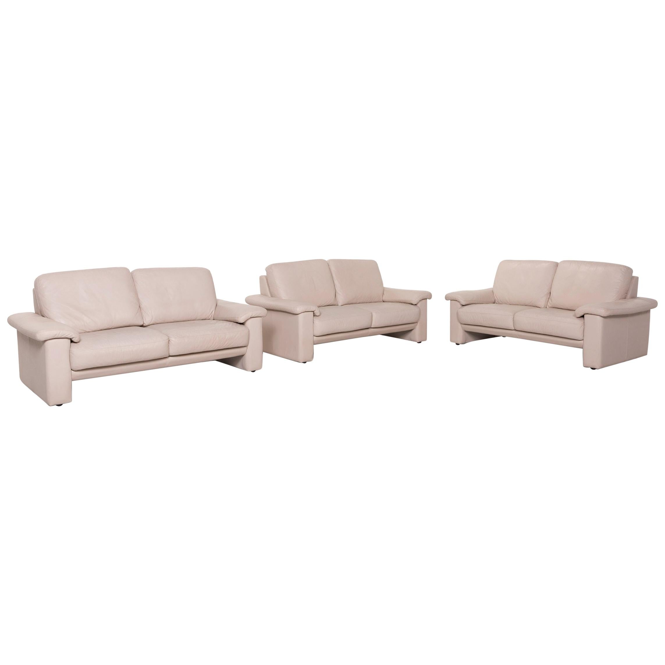 Willi Schillig Leather Sofa Set Cream 3 Two-Seat