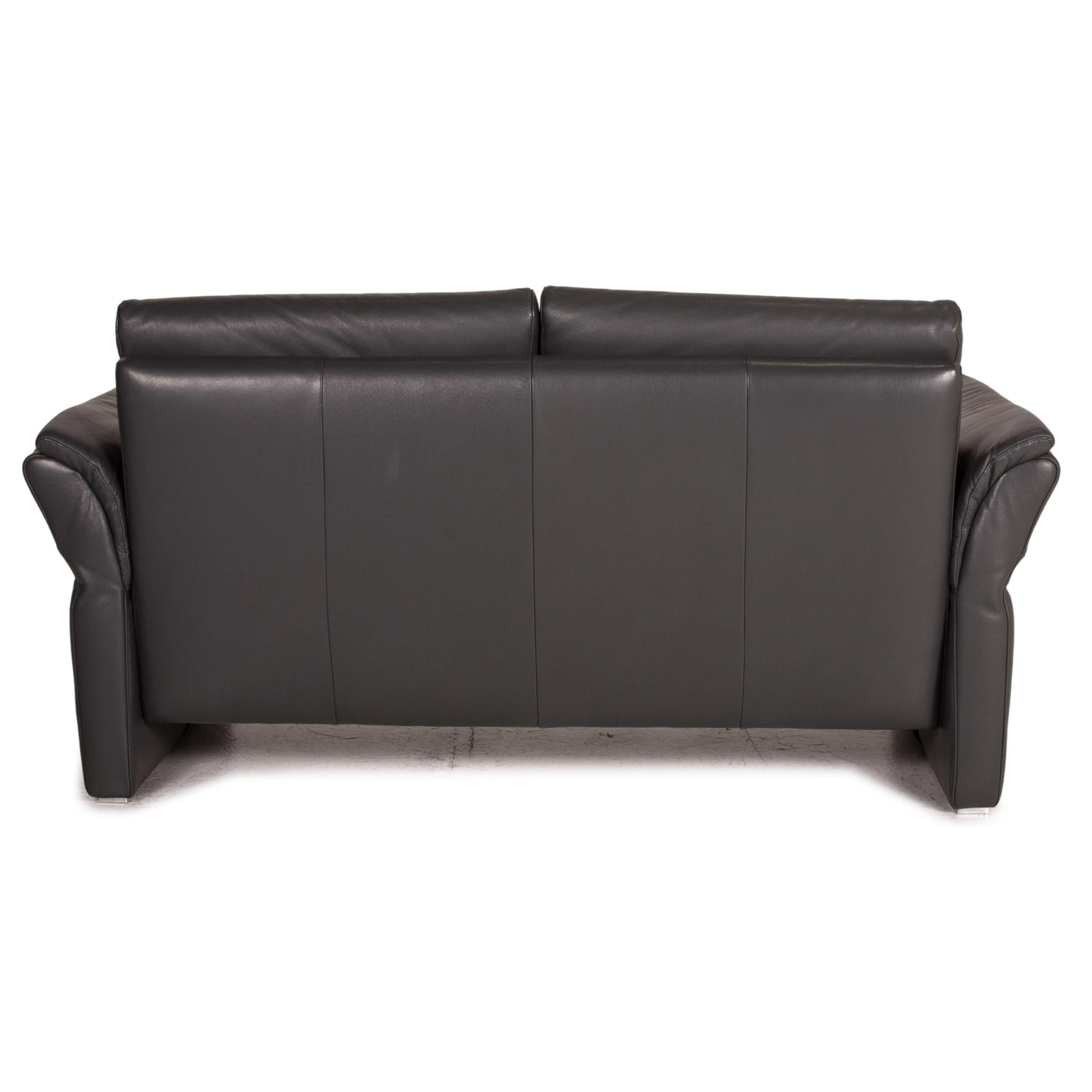 Willi Schillig Leather Sofa Set Gray 2x Two-Seater 4