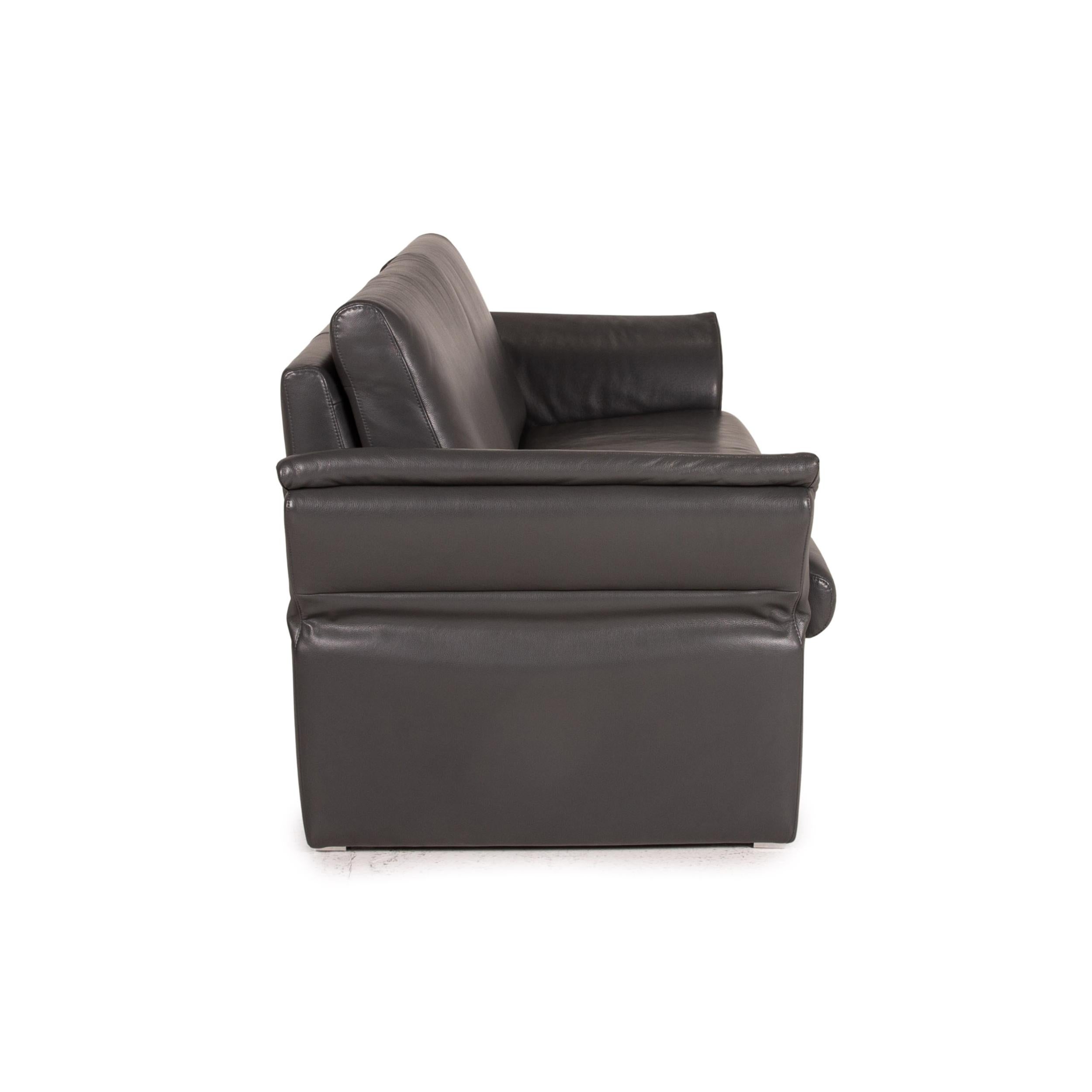 Willi Schillig Leather Sofa Set Gray 2x Two-Seater 5