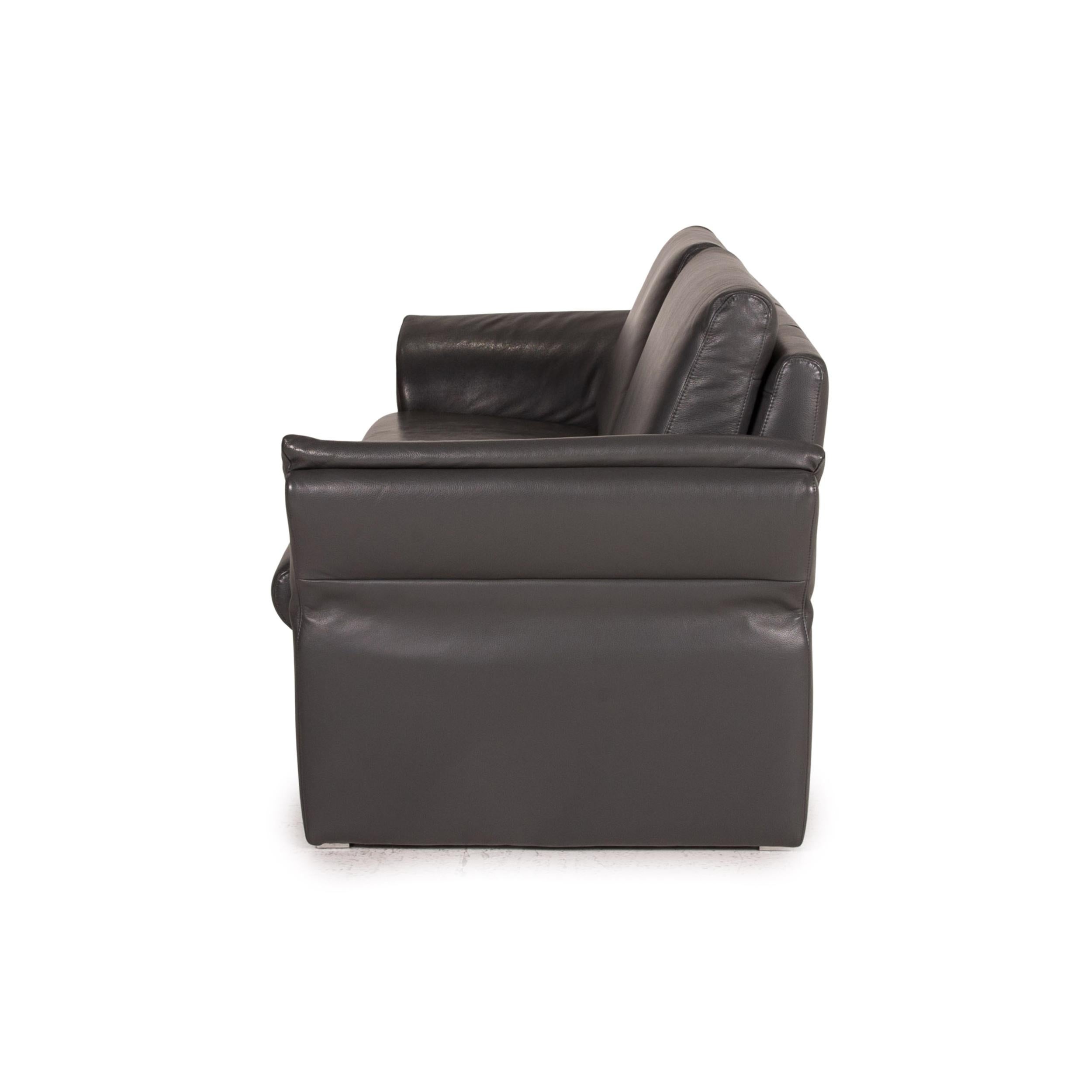 Willi Schillig Leather Sofa Set Gray 2x Two-Seater 8