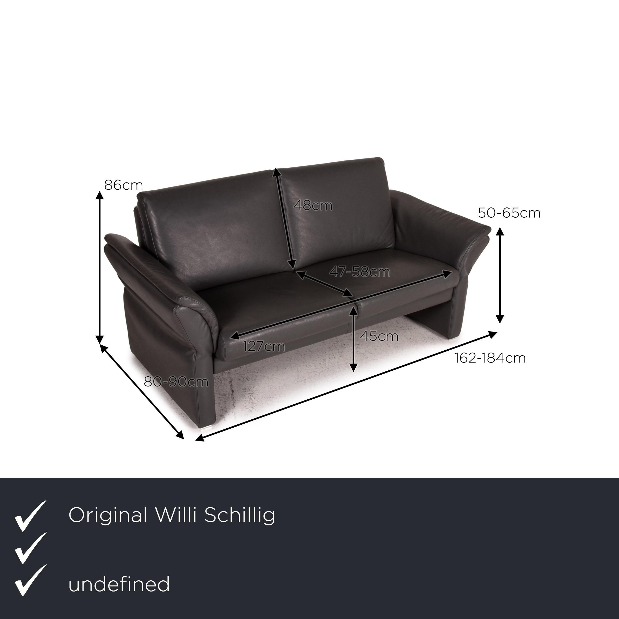 Modern Willi Schillig Leather Sofa Set Gray 2x Two-Seater