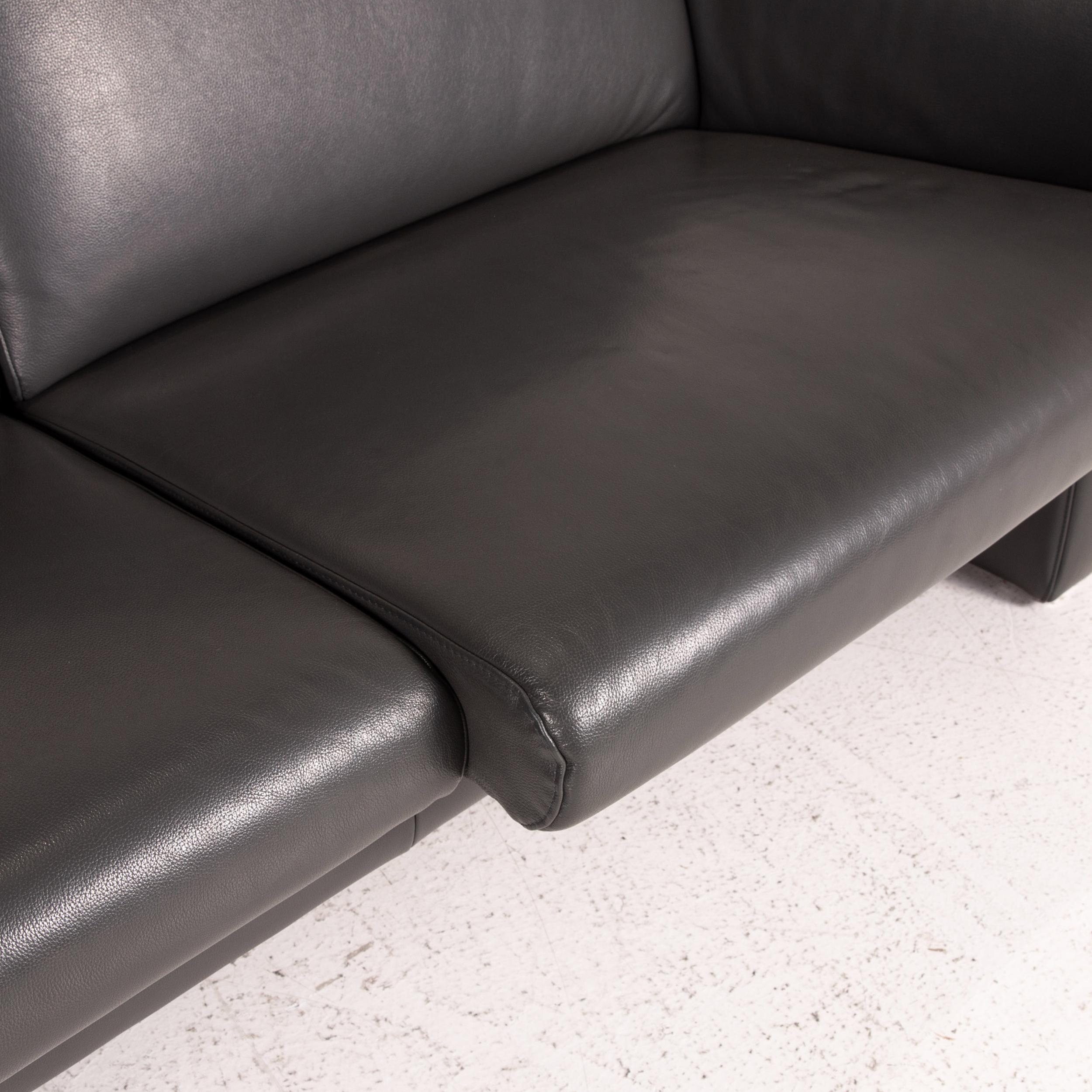 German Willi Schillig Leather Sofa Set Gray 2x Two-Seater