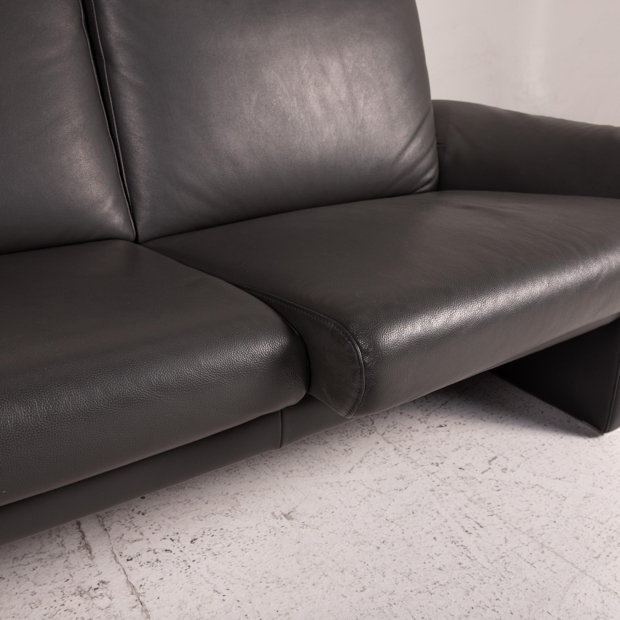 Willi Schillig Leather Sofa Set Gray 2x Two-Seater In Fair Condition In Cologne, DE